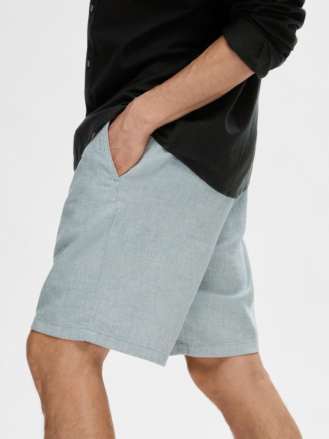 Selected SLHREGULAR-BRODY LINEN SHORTS NOOS 179751002-Blue Shadow/MIXED W. OATMEAL 5