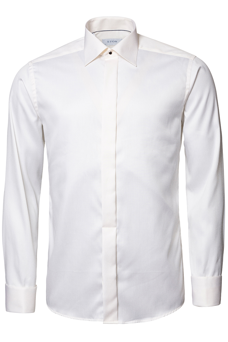 Eton Cont Off White Twill Evening Shirt Ecru-1 6