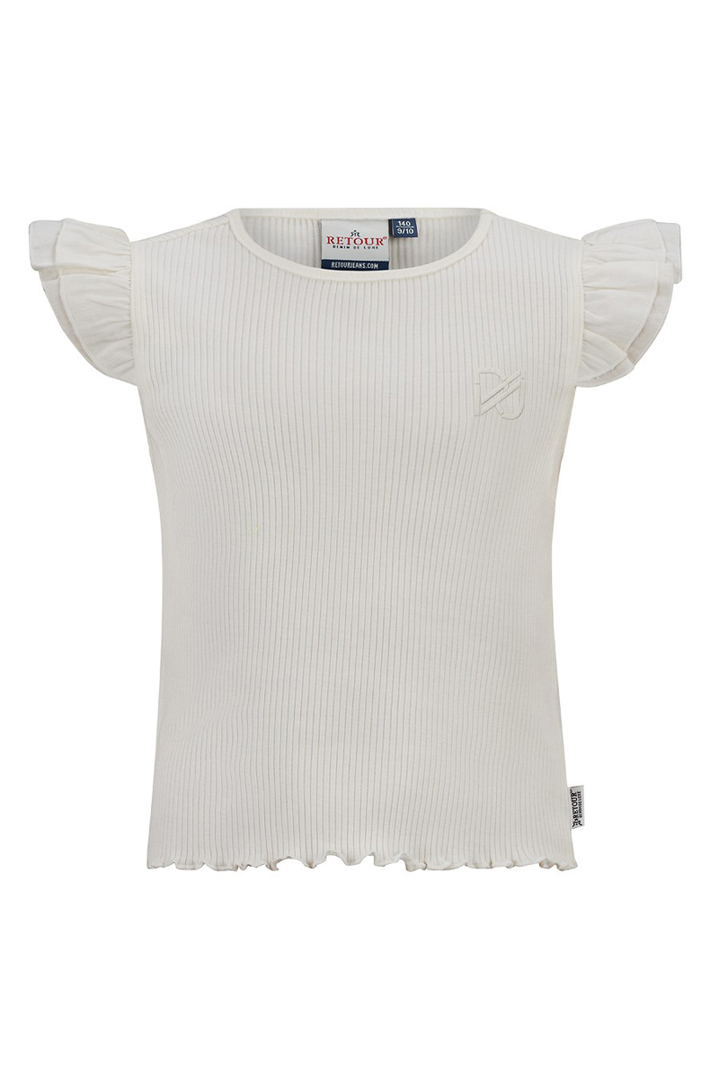 Meisjes t-shirt korte mouw ecru