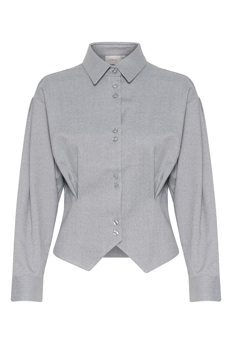 Dames blouse lange mouw grijs