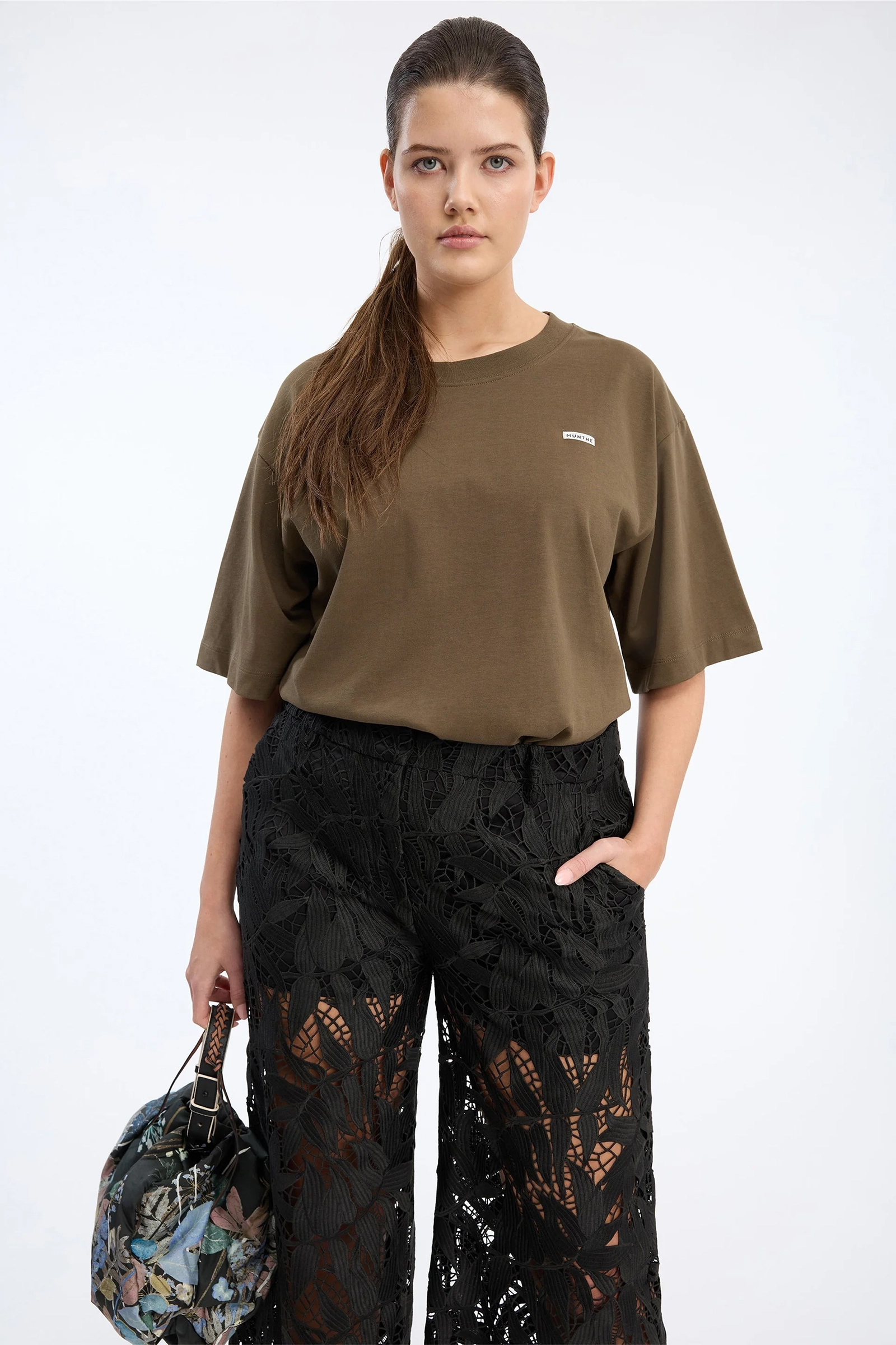 Dames t-shirt korte mouw bruin