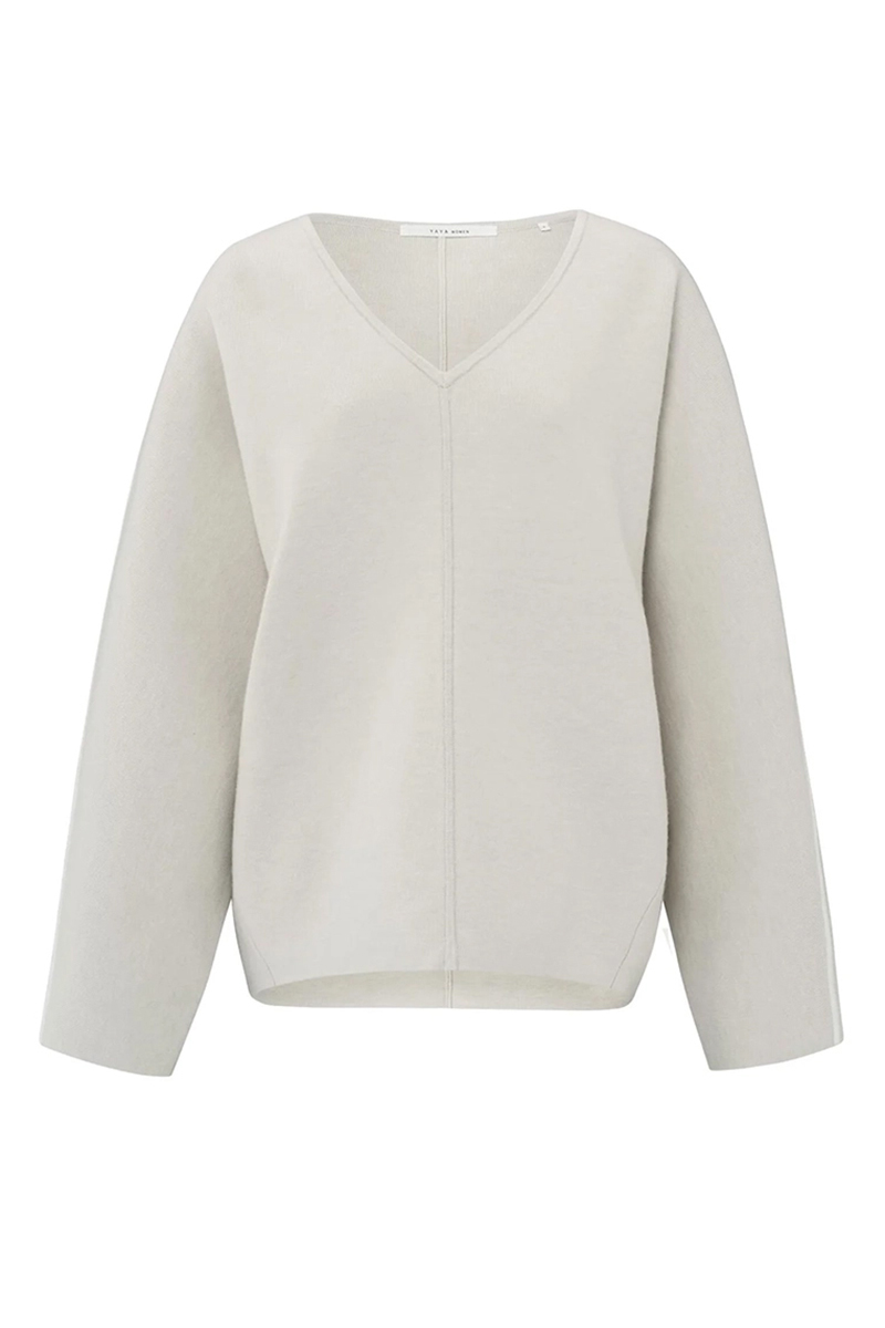 Yaya Oversized v-neck sweater ls PUMICE STONE BEIGE 1