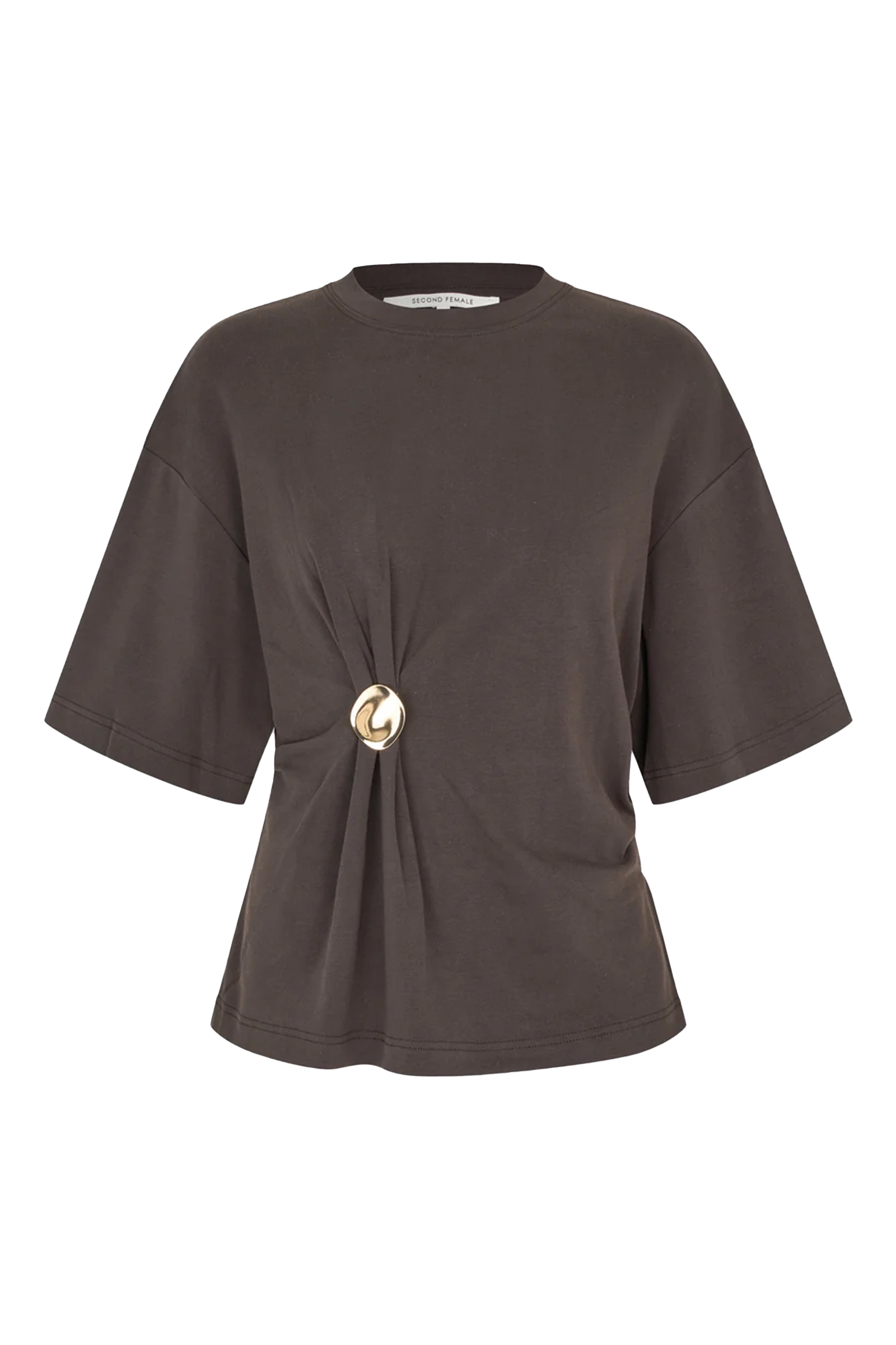 Dames t-shirt korte mouw bruin