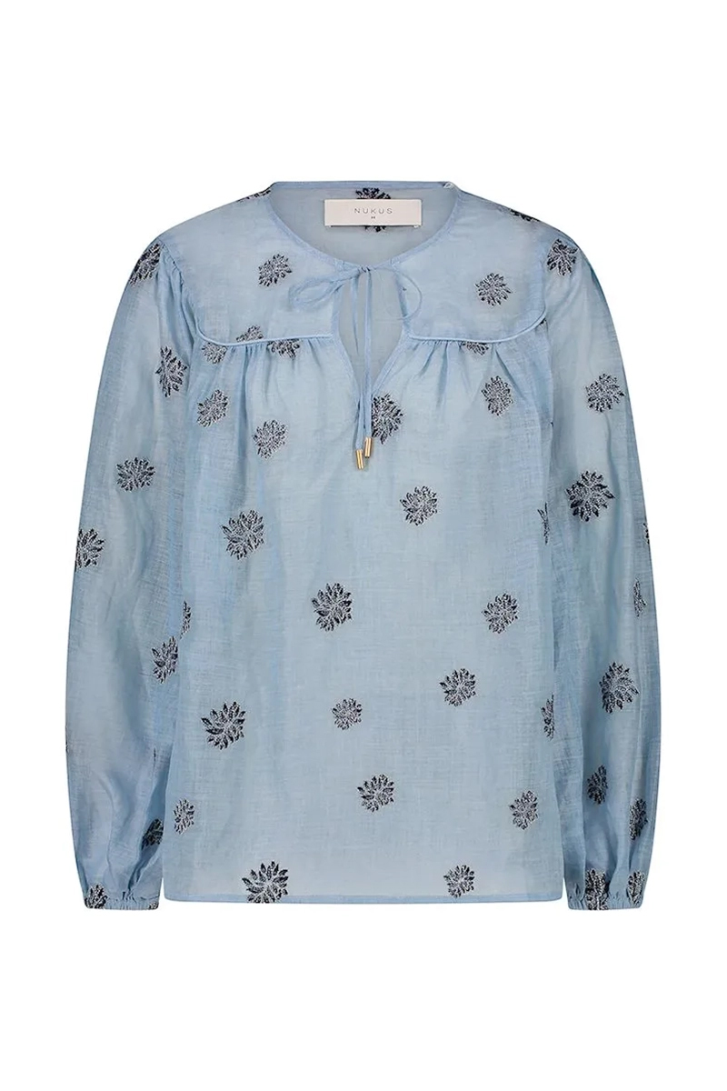Dames blouse lange mouw blauw
