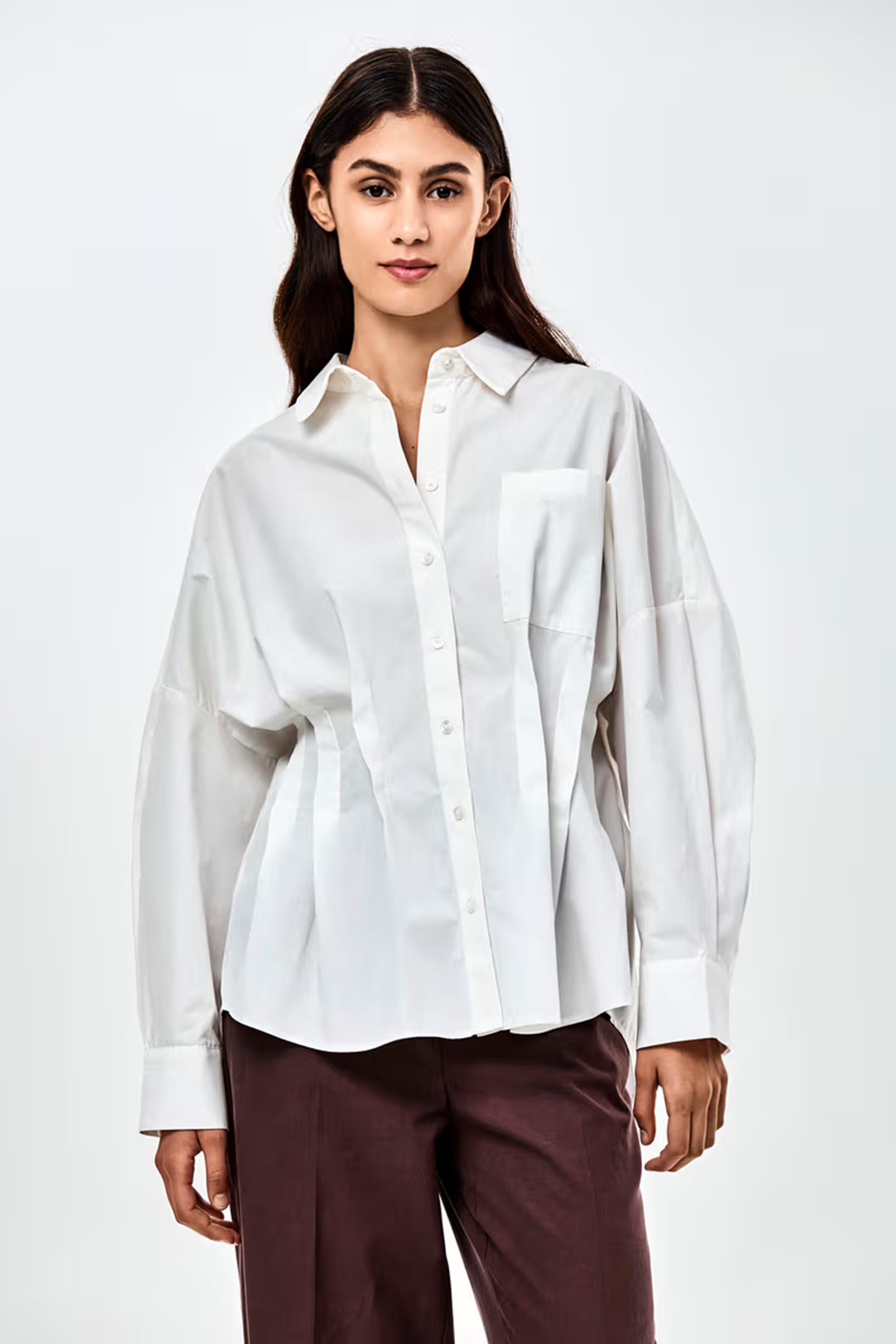 Dames blouse lange mouw wit