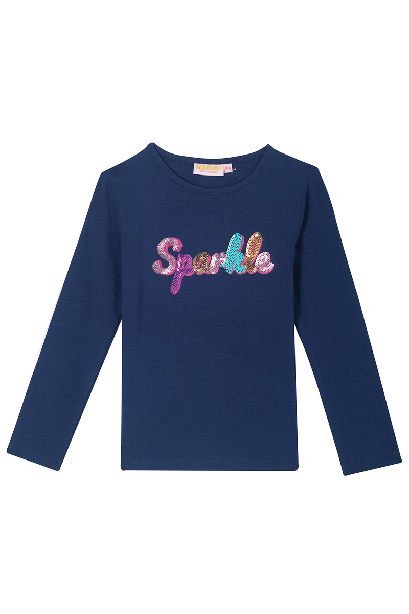 Meisjes t-shirt lange mouw blauw