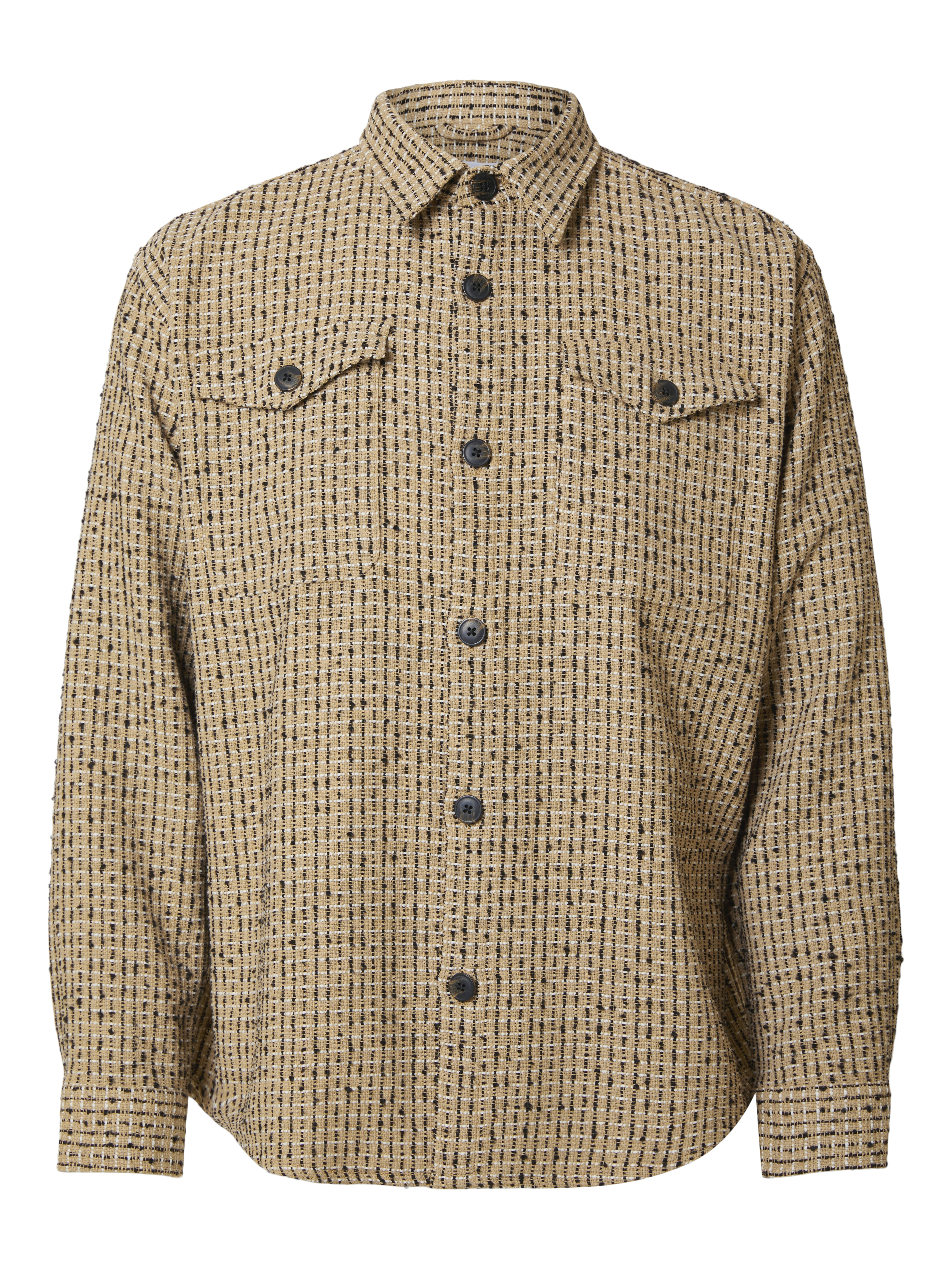 Heren overhemd lm casual bruin