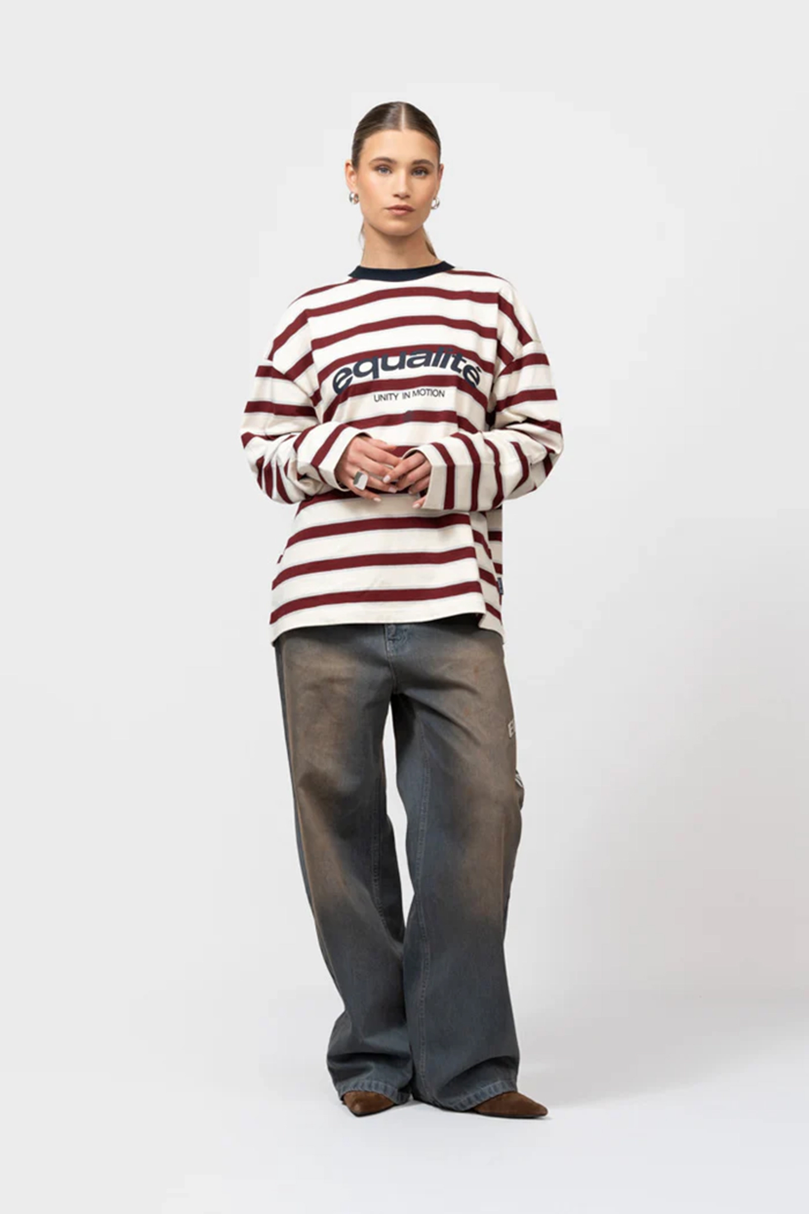 Heren t-shirt lange mouw bruin