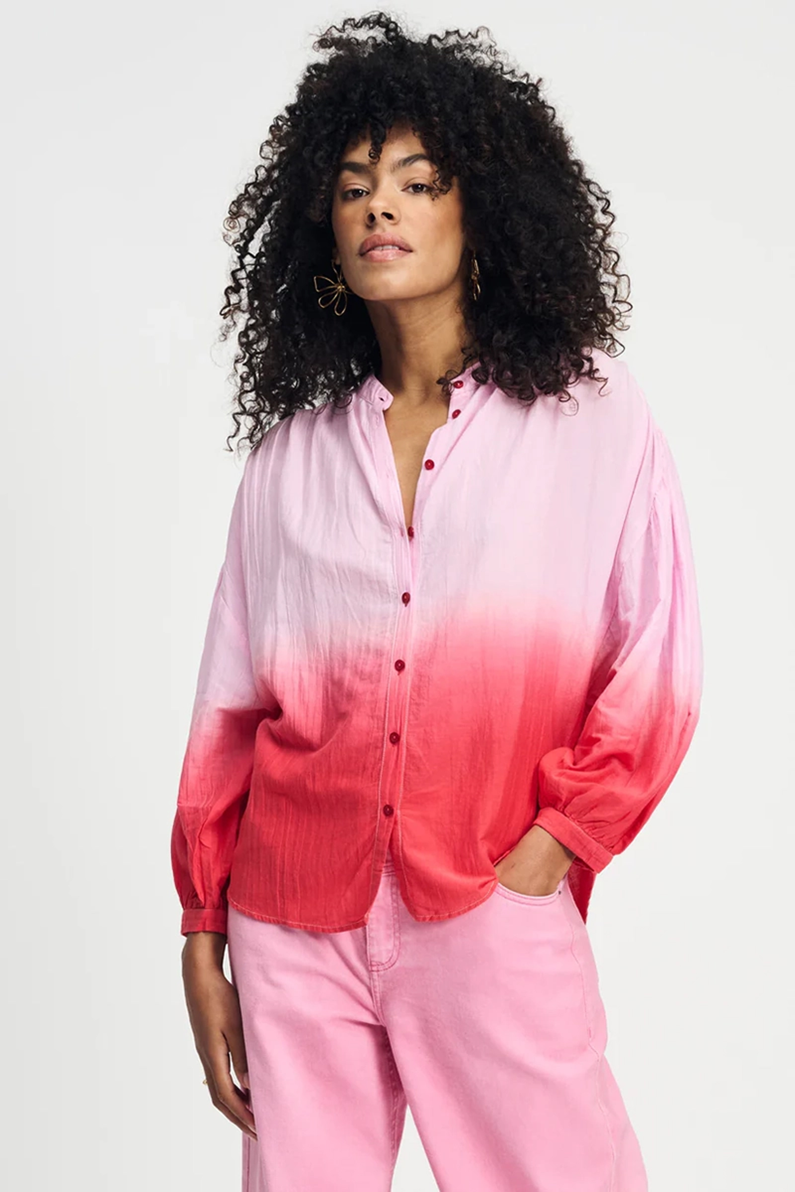 Dames blouse lange mouw rood