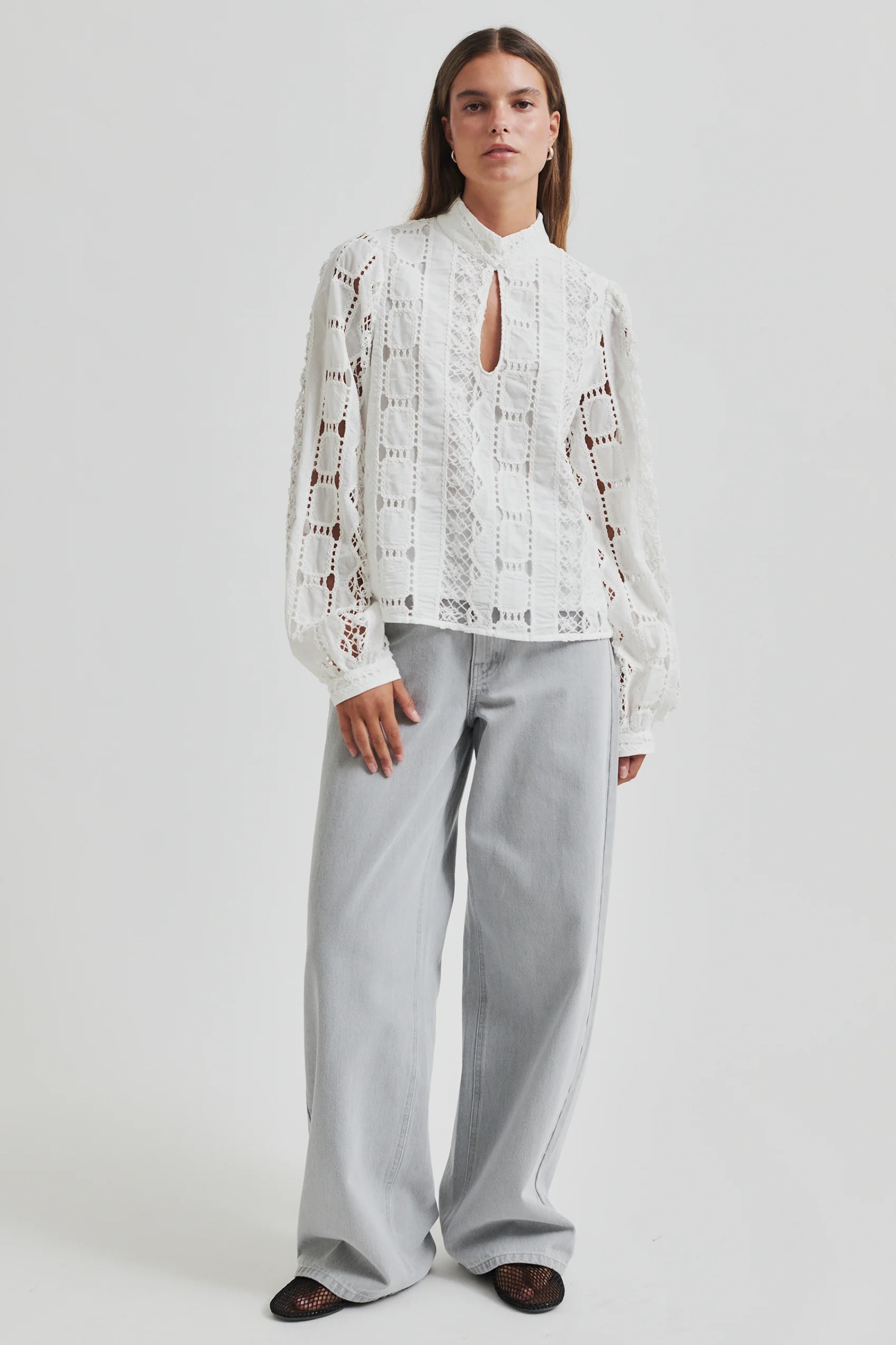 Dames blouse lange mouw ecru