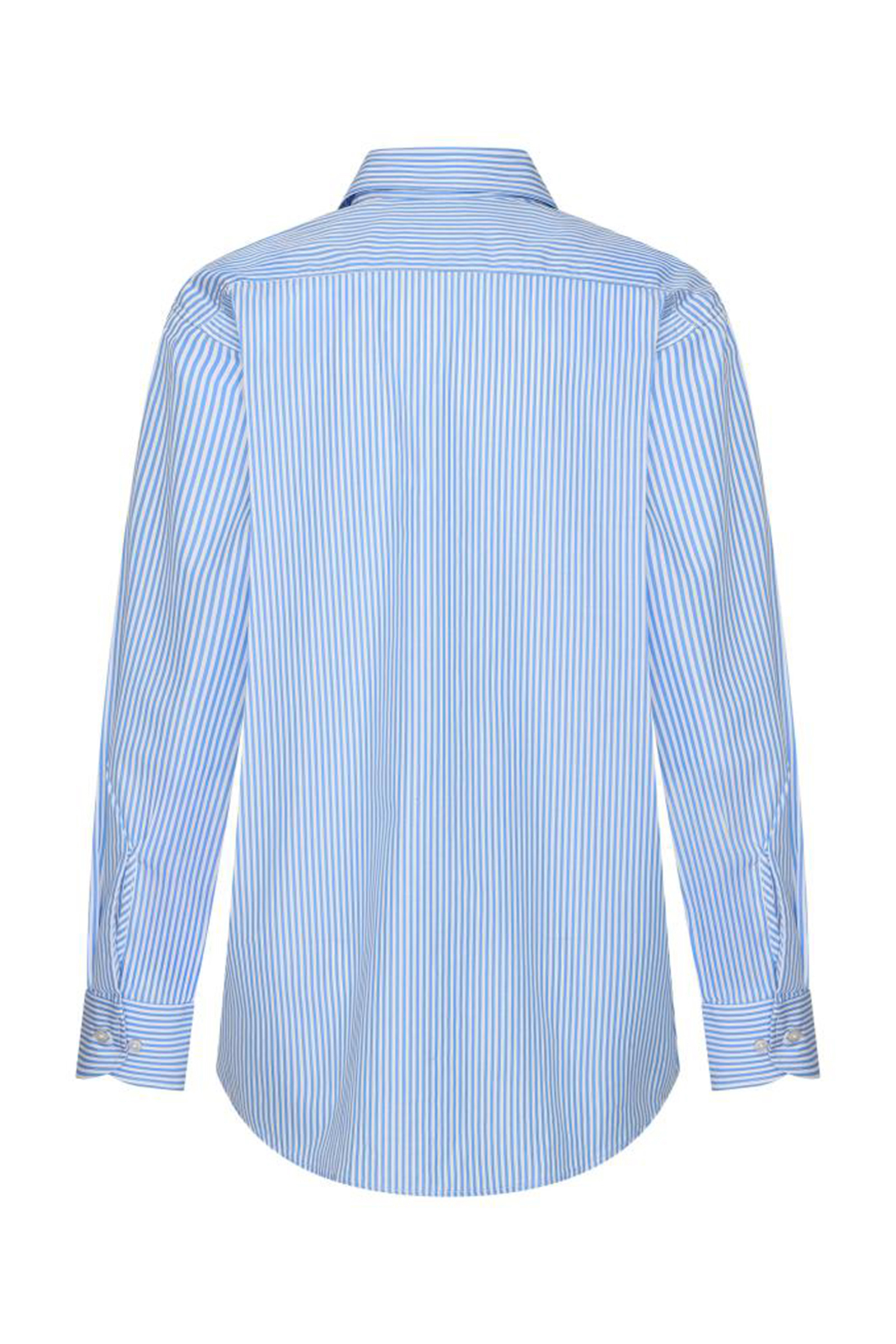 Dames blouse lange mouw blauw