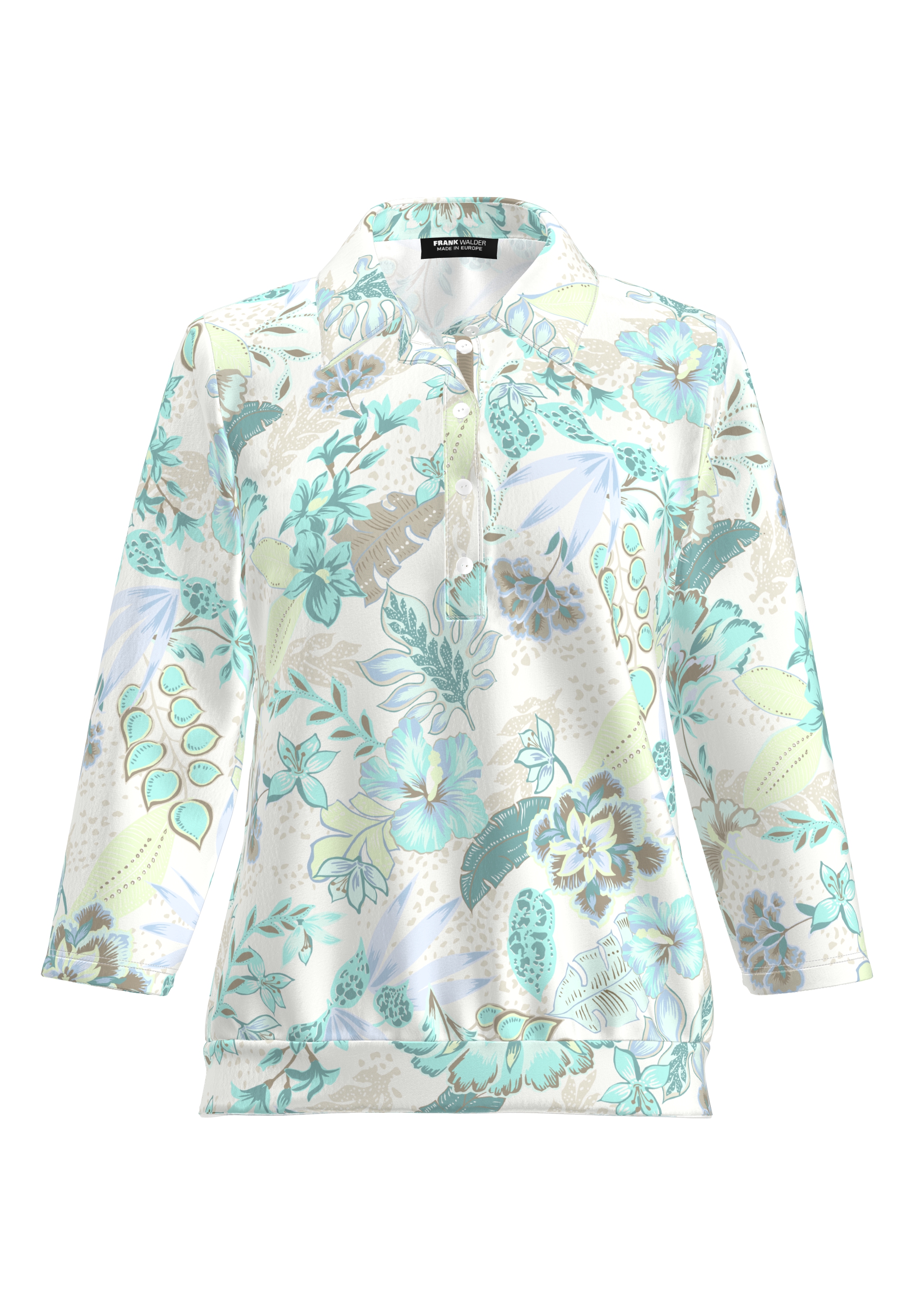 Dames t-shirt lange mouw blauw