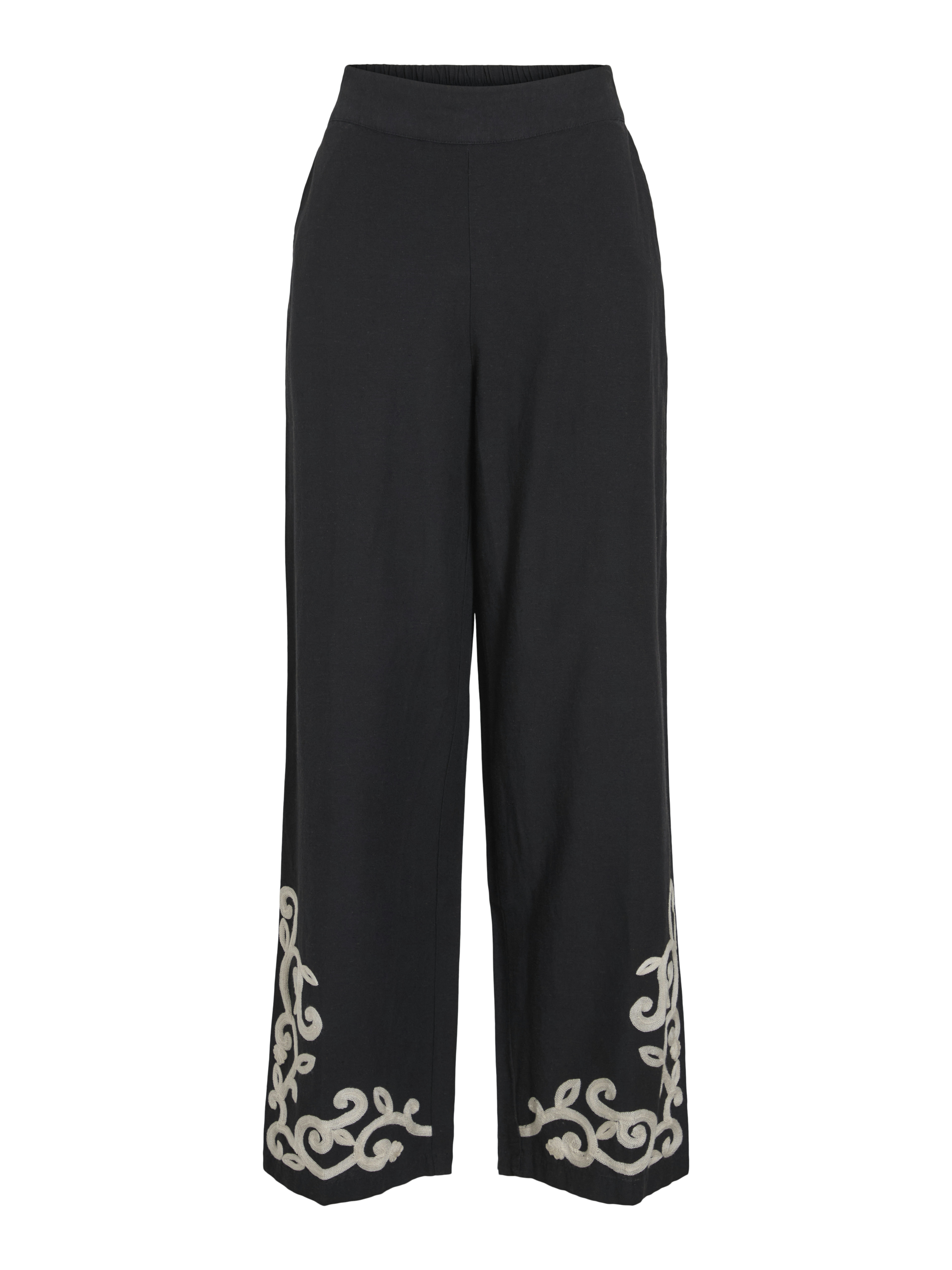 Vila VIPOLENE HW PANTS 295042001-Black Beauty/BIRCH + GOLD GLITTER 1
