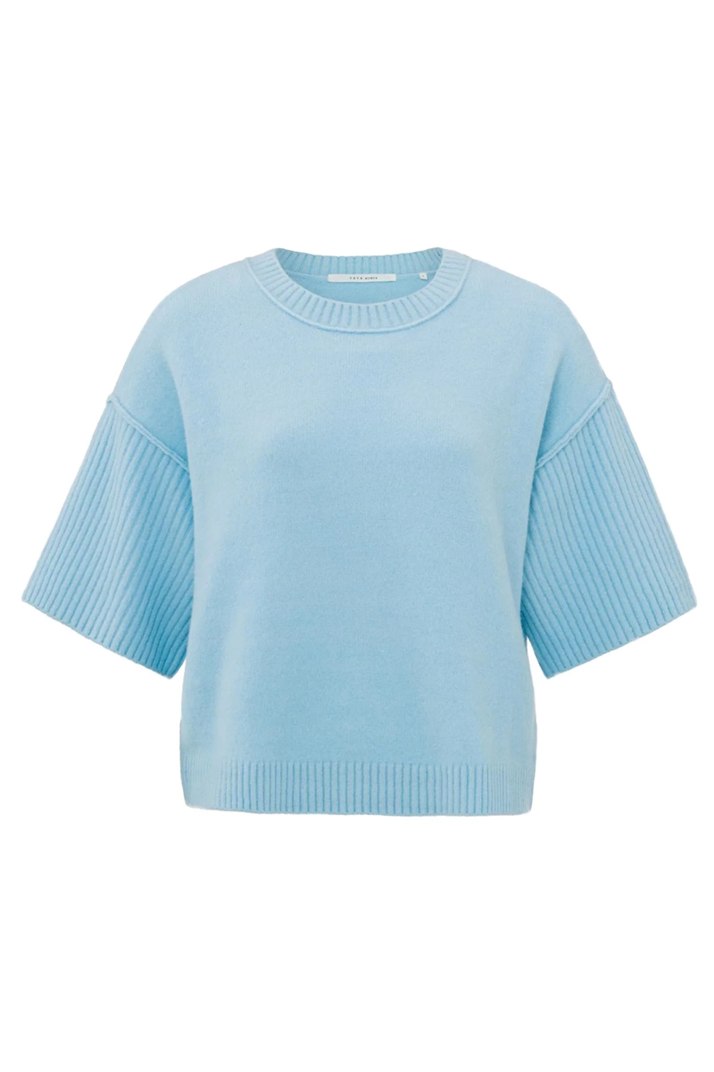 Yaya Boatneck sweater with rib slee CERULEAN BLUE 1