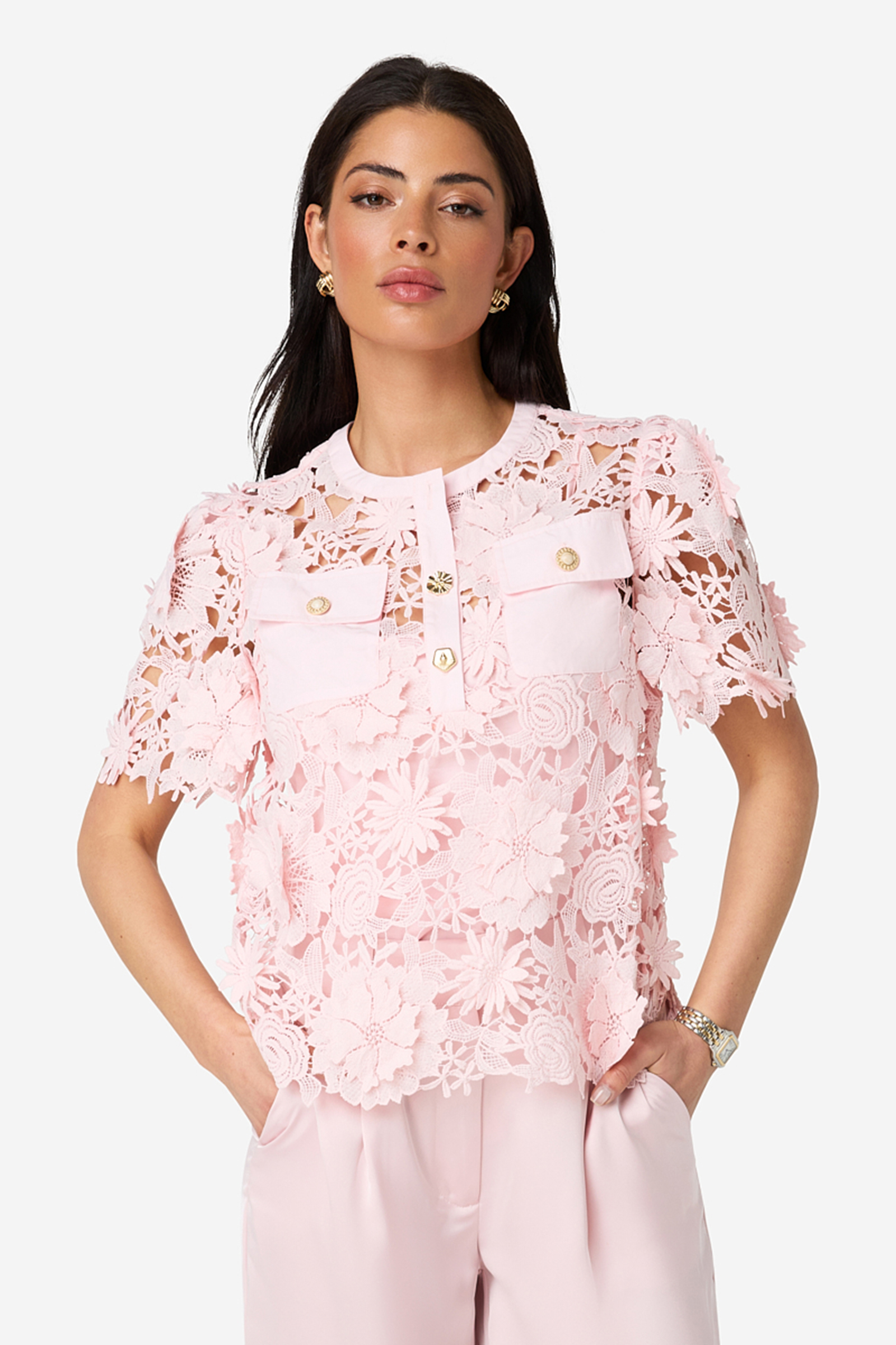 Dames top rose