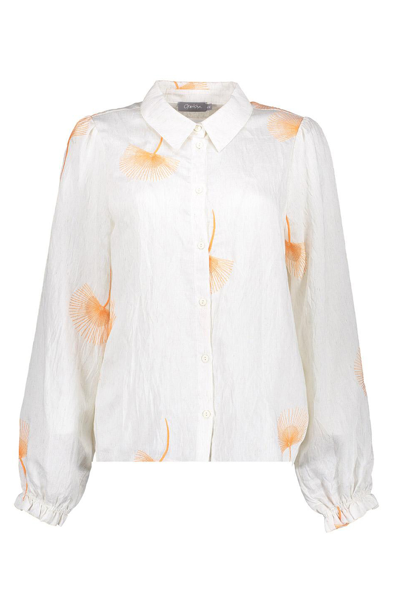 Dames blouse lange mouw bruin
