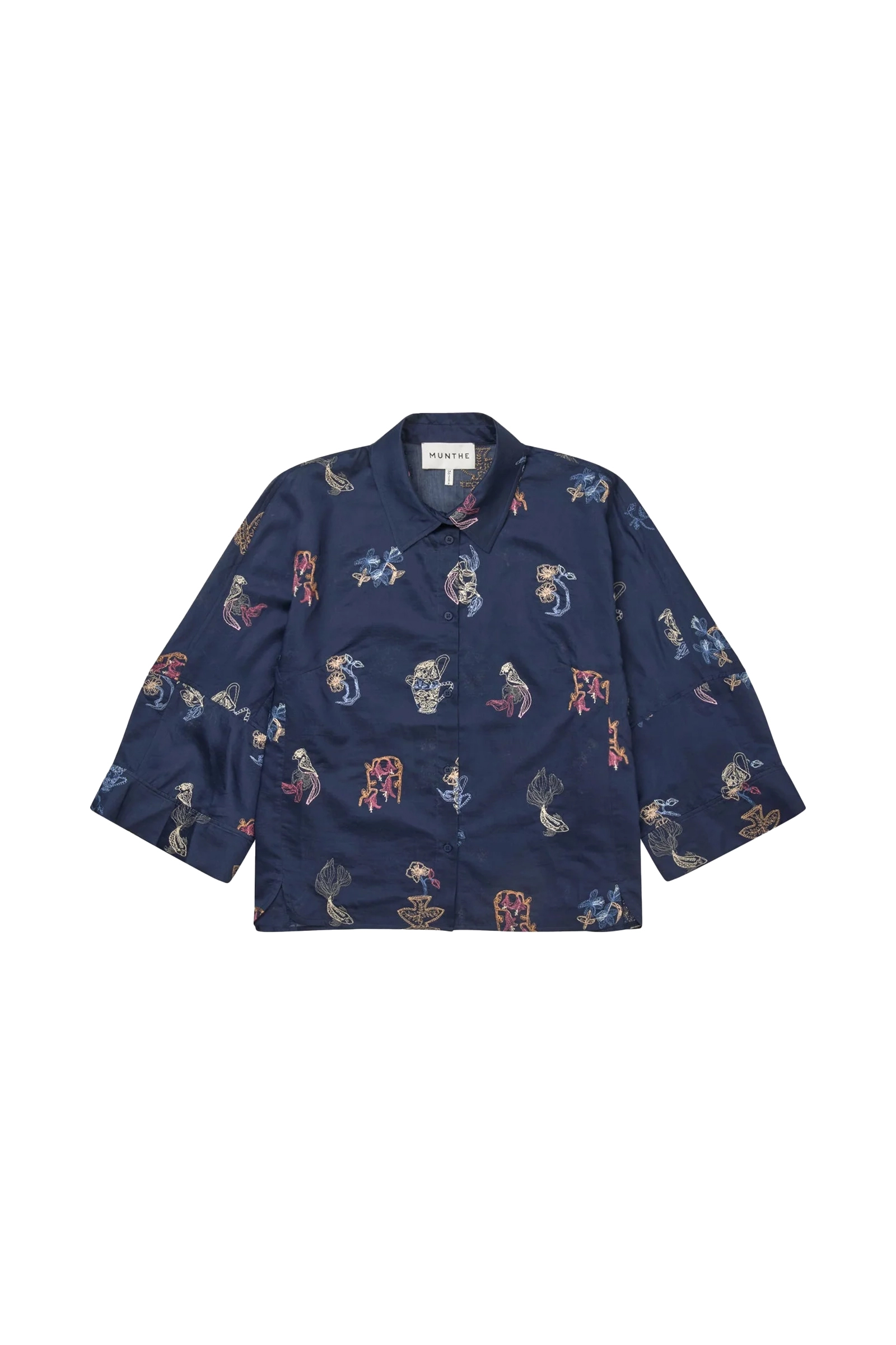 Dames blouse lange mouw blauw
