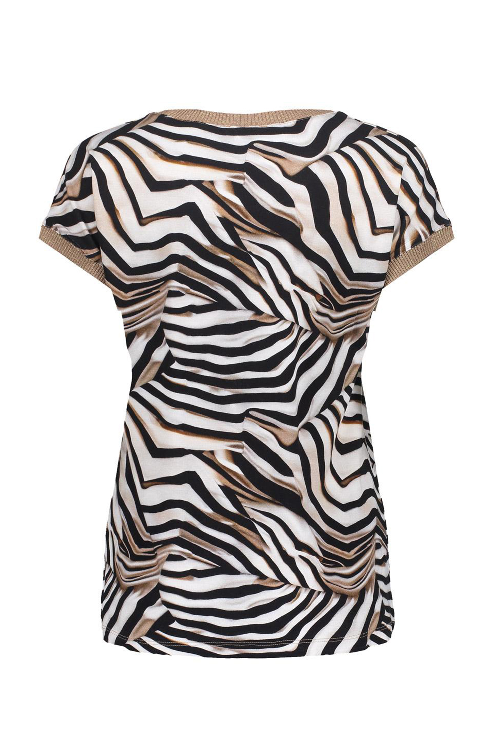 Geisha T-shirt with rib jersey AOP Ecru-1 2