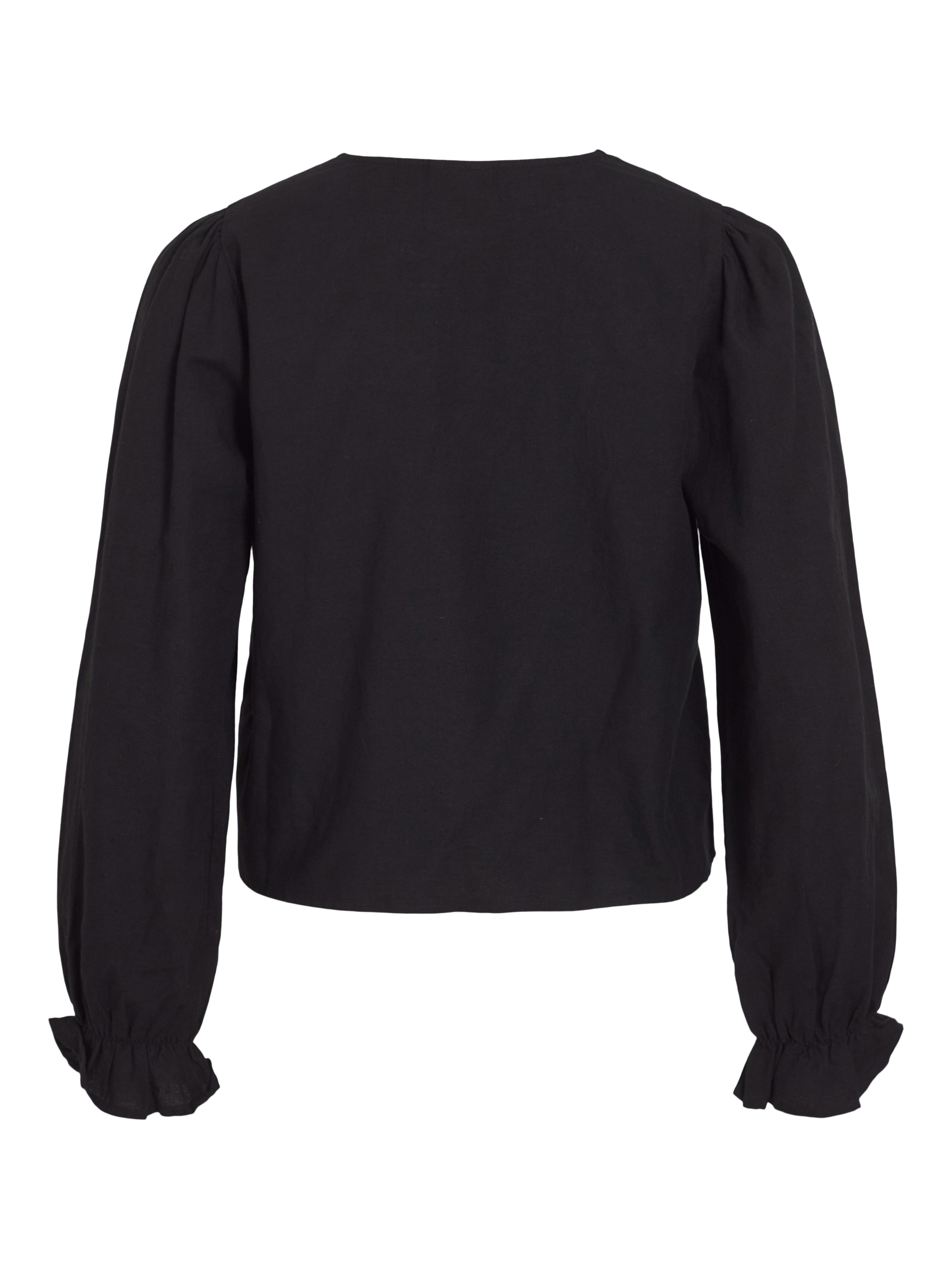 Vila VIPOLENE V-NECK L/S TOP/BFS 295042001-Black Beauty/BIRCH + GOLD GLITTER 2