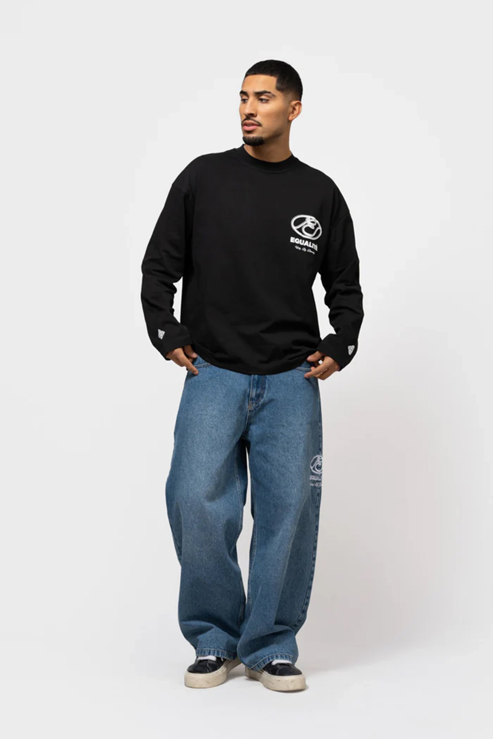 Heren t-shirt lange mouw zwart