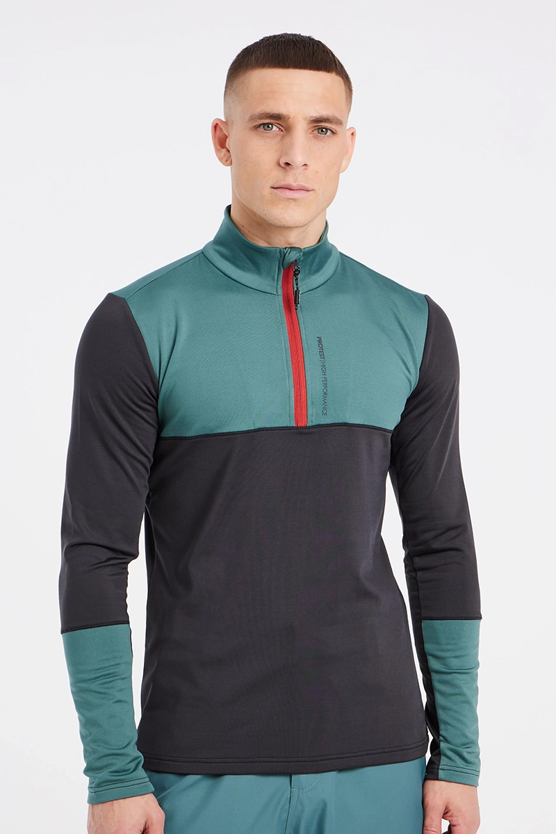 Wintersport heren pully+rits grijs