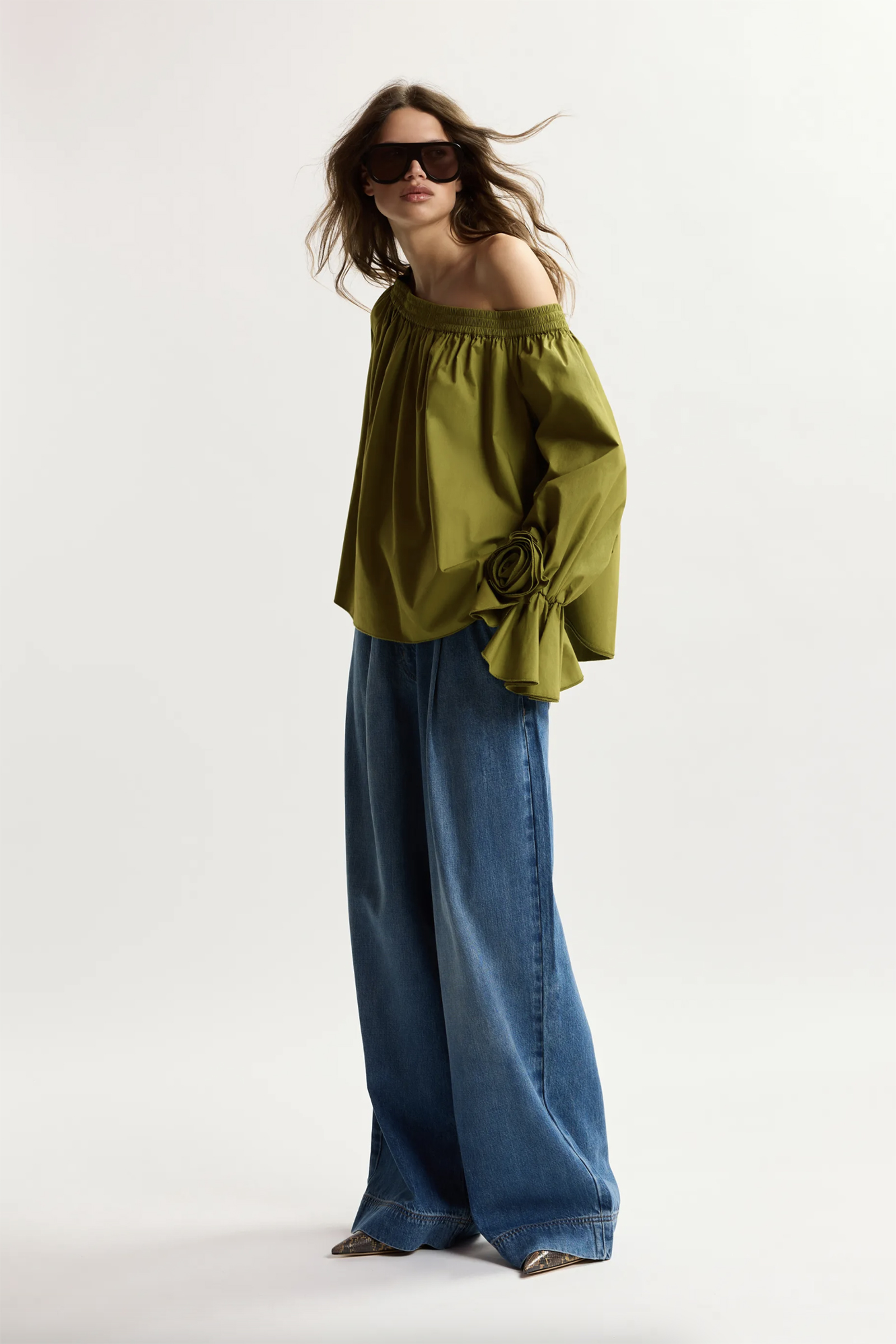 Dames blouse lange mouw groen