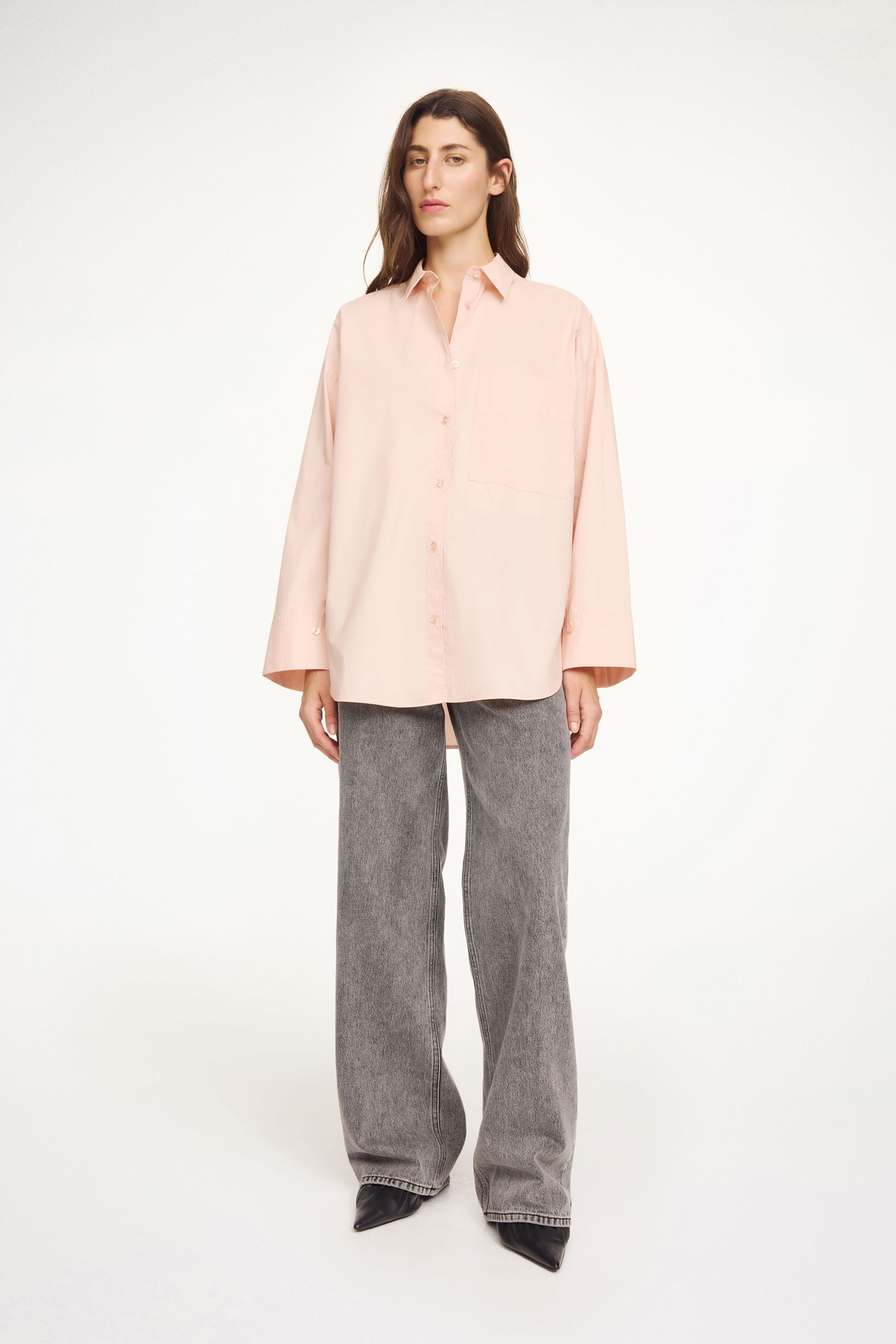 Dames blouse lange mouw rose