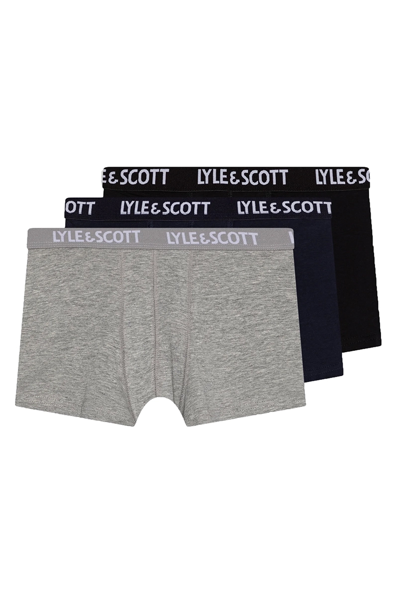 Lyle & Scott solid boxed 3pair boxers Grijs-1 1