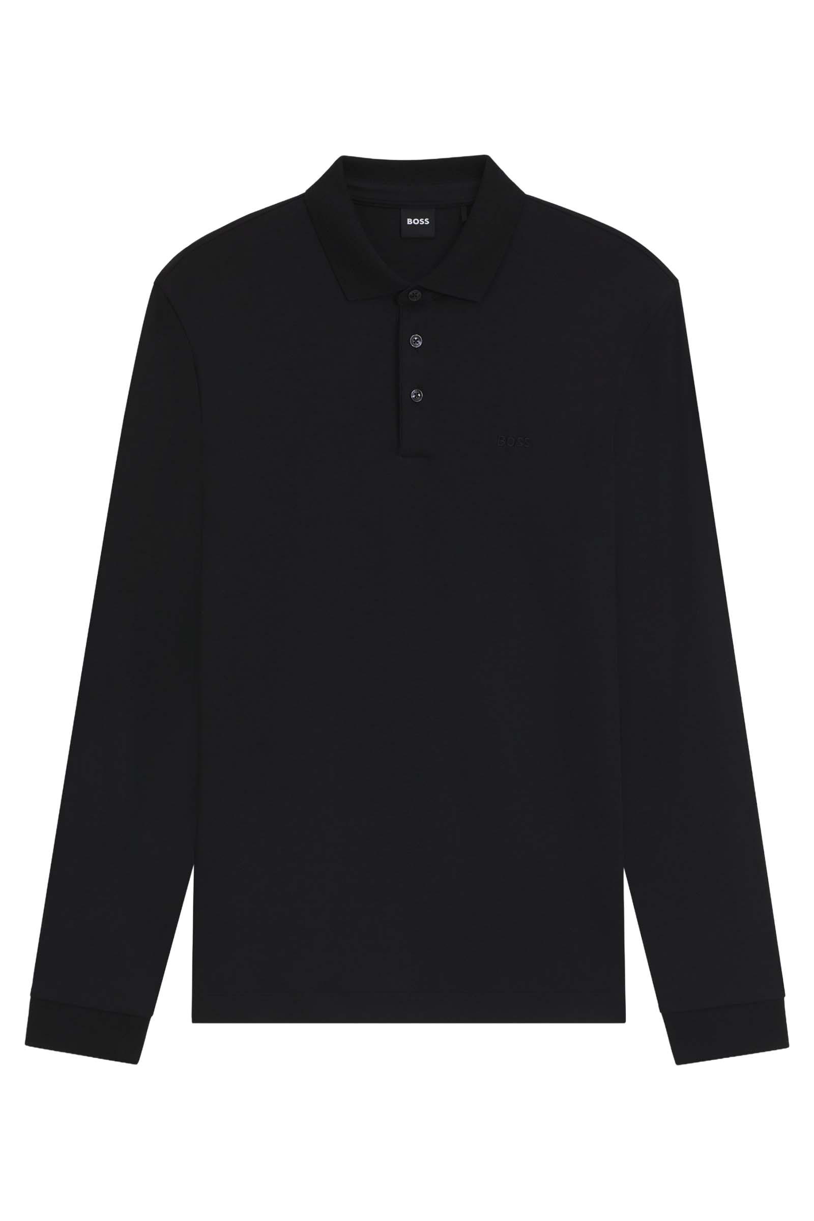 Heren polo lange mouw zwart