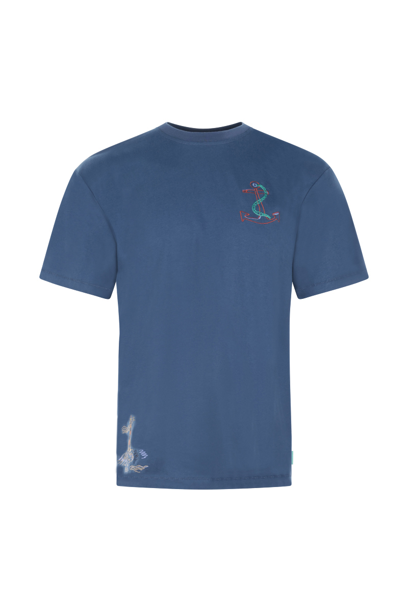 Scotch & Soda Placed Embroidery Artwork T-shirt Ocean Blue 1