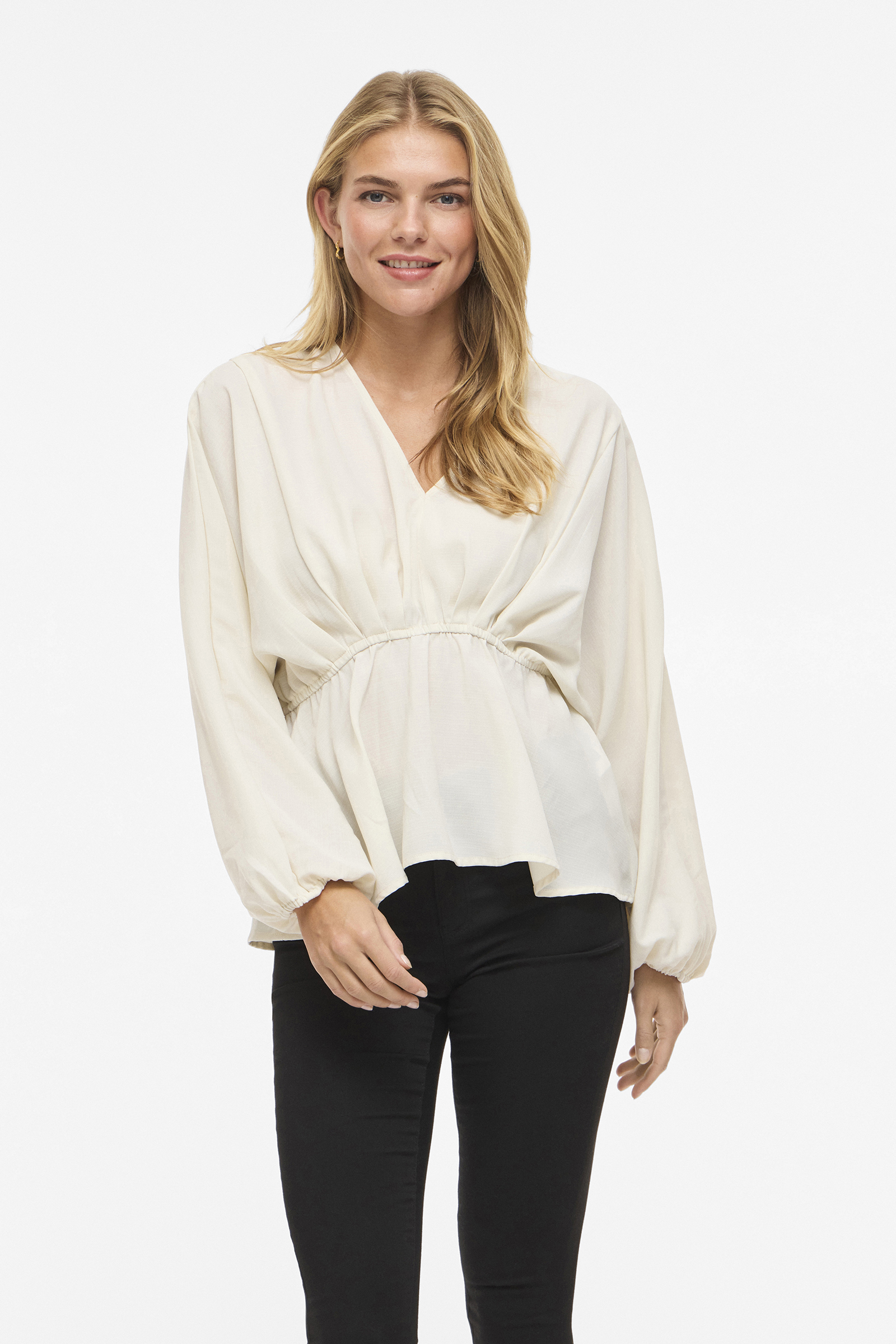 Dames blouse lange mouw bruin