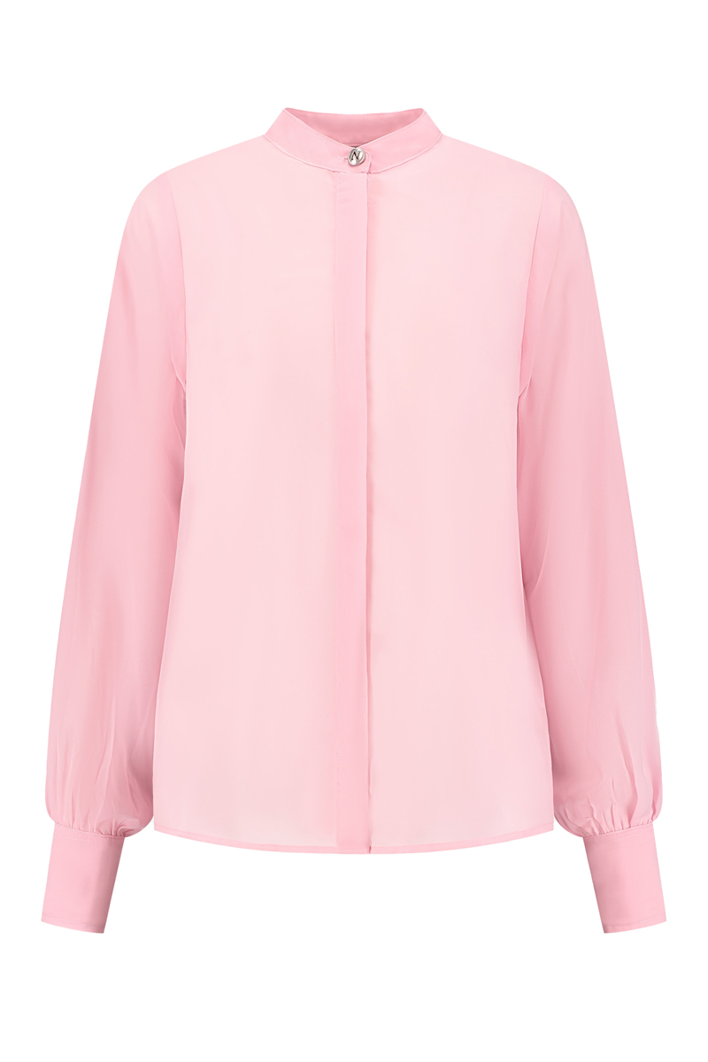 Dames blouse lange mouw rose