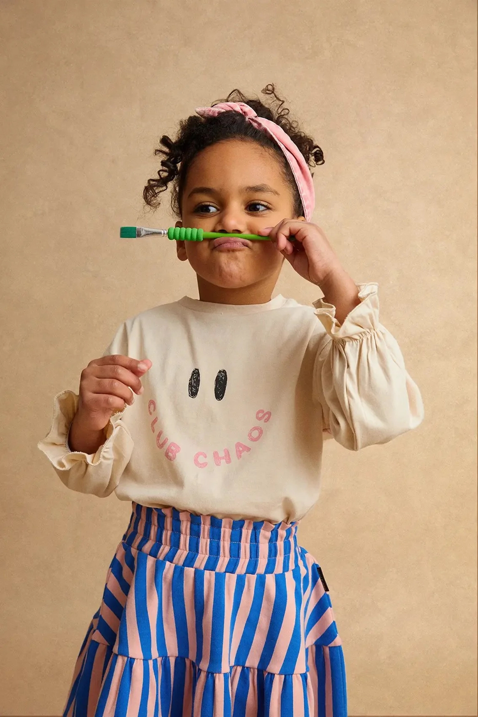 Meisjes t-shirt lange mouw bruin