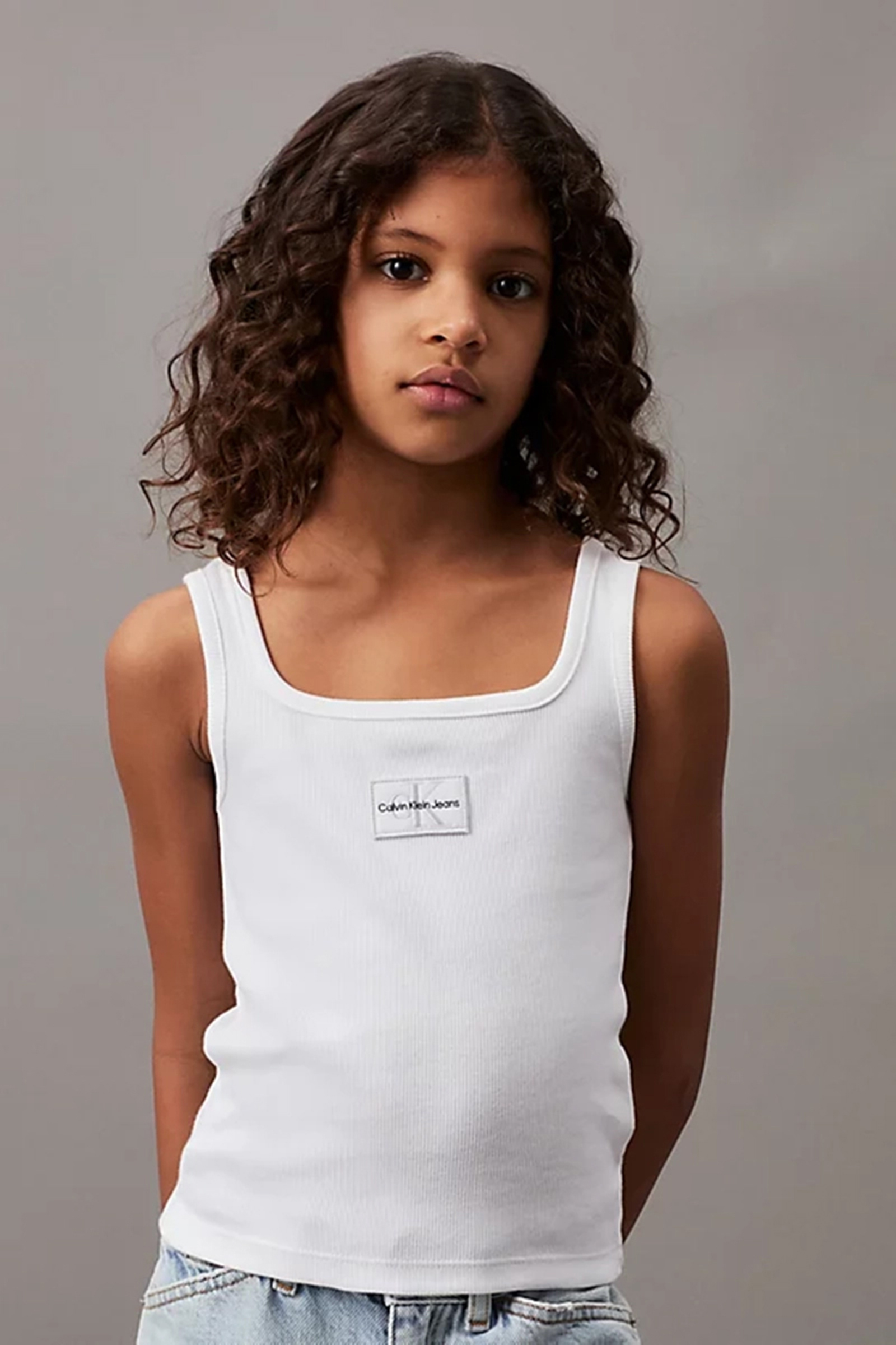 Calvin Klein Rid badge square neck tank top Wit-1 2