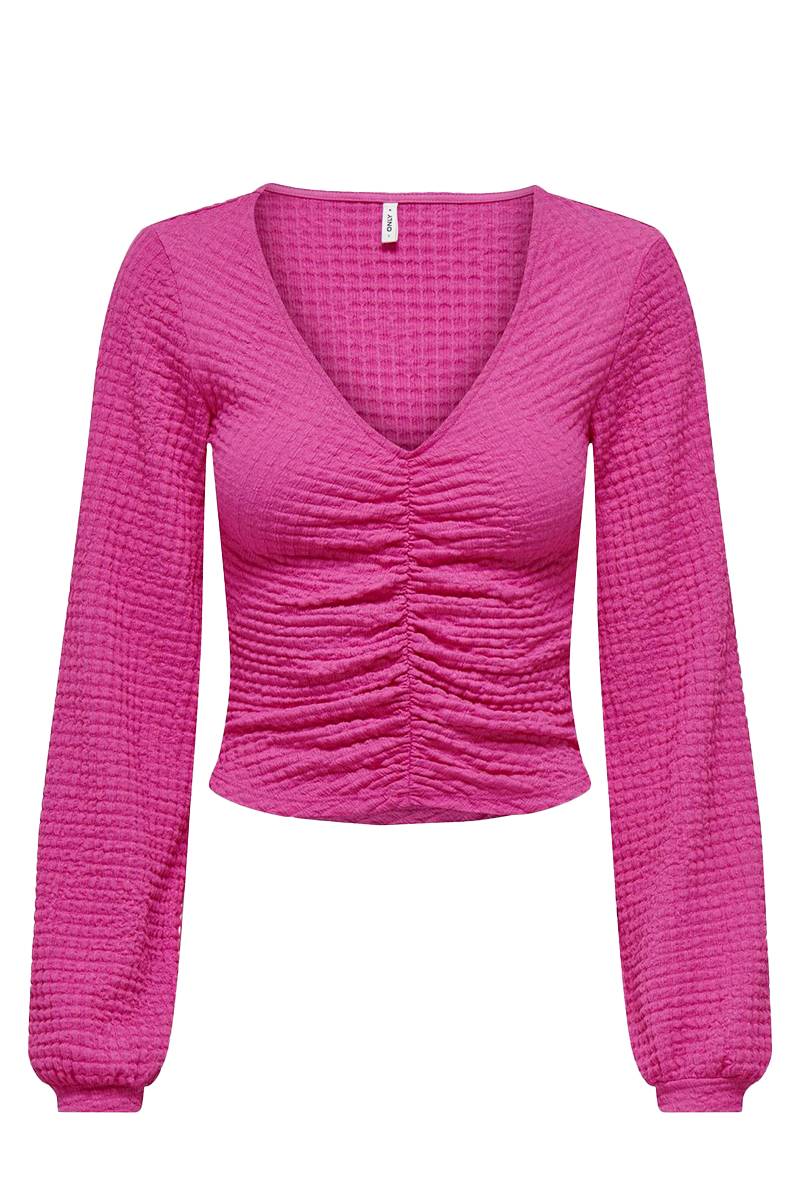 Only ONLMAI L/S RUCHING TOP CC JRS 178592-raspberry rose Voorwinden