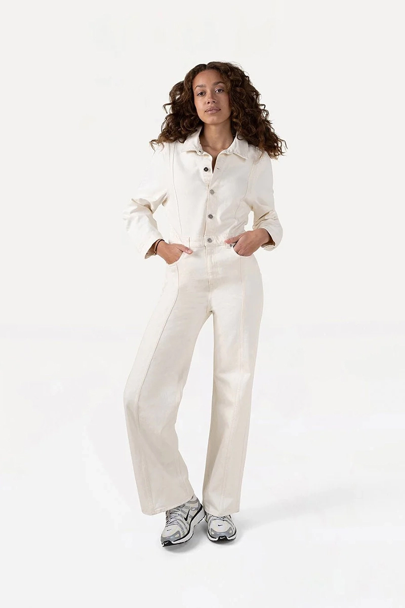 Dames jumpsuit/tuinbroek ecru