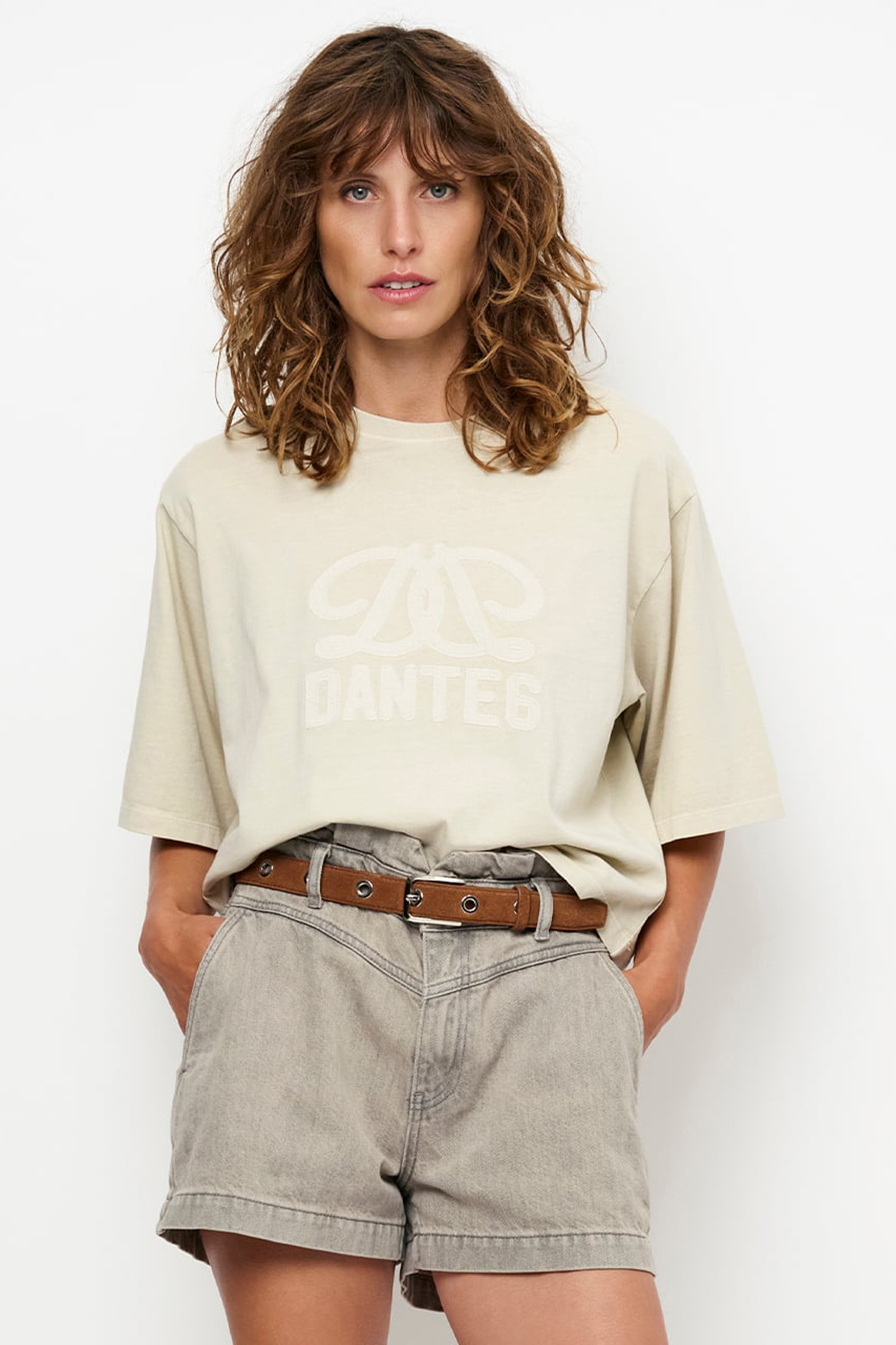 Dames t-shirt korte mouw bruin