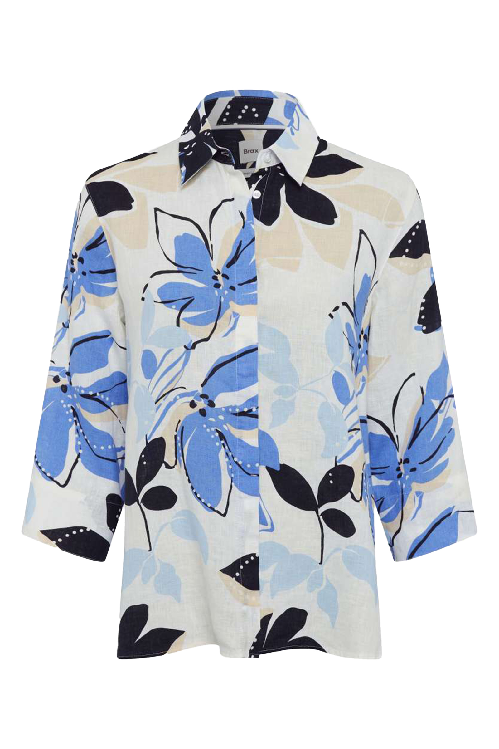 Dames blouse lange mouw blauw