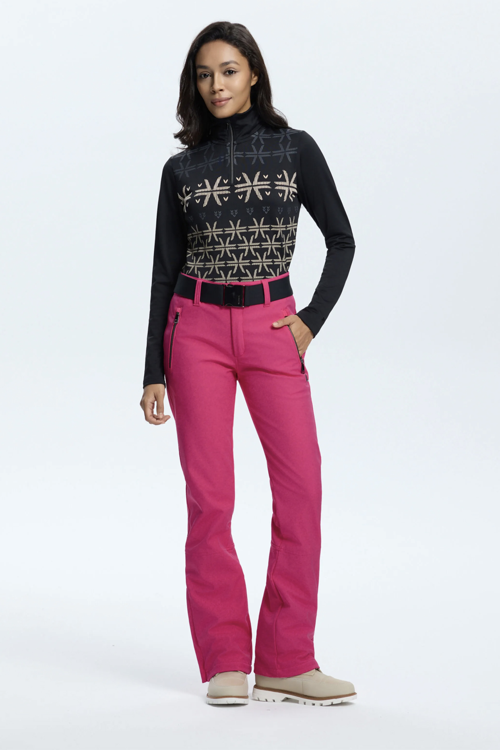 Wintersport dames strechbroek rose