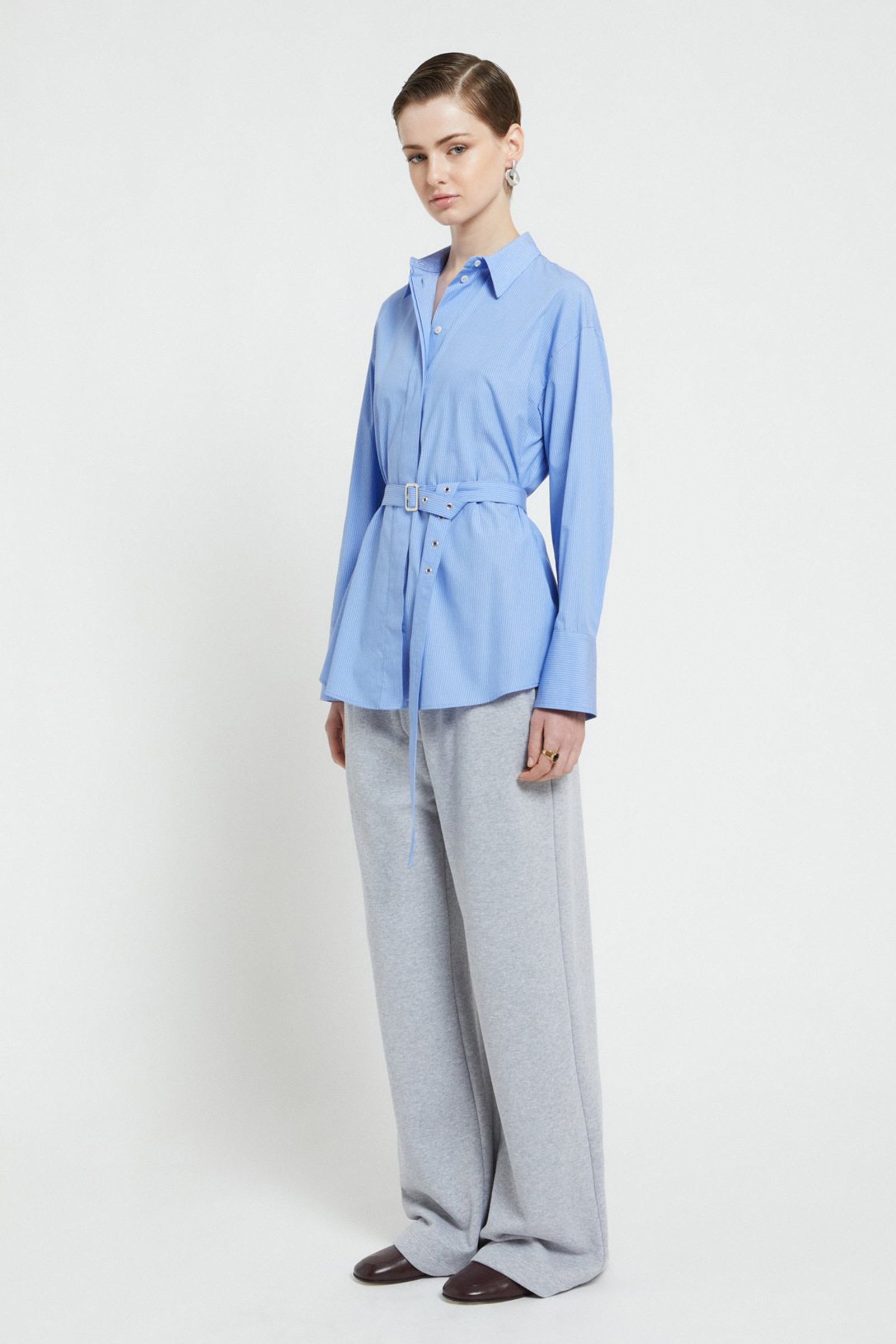 Dames blouse lange mouw blauw