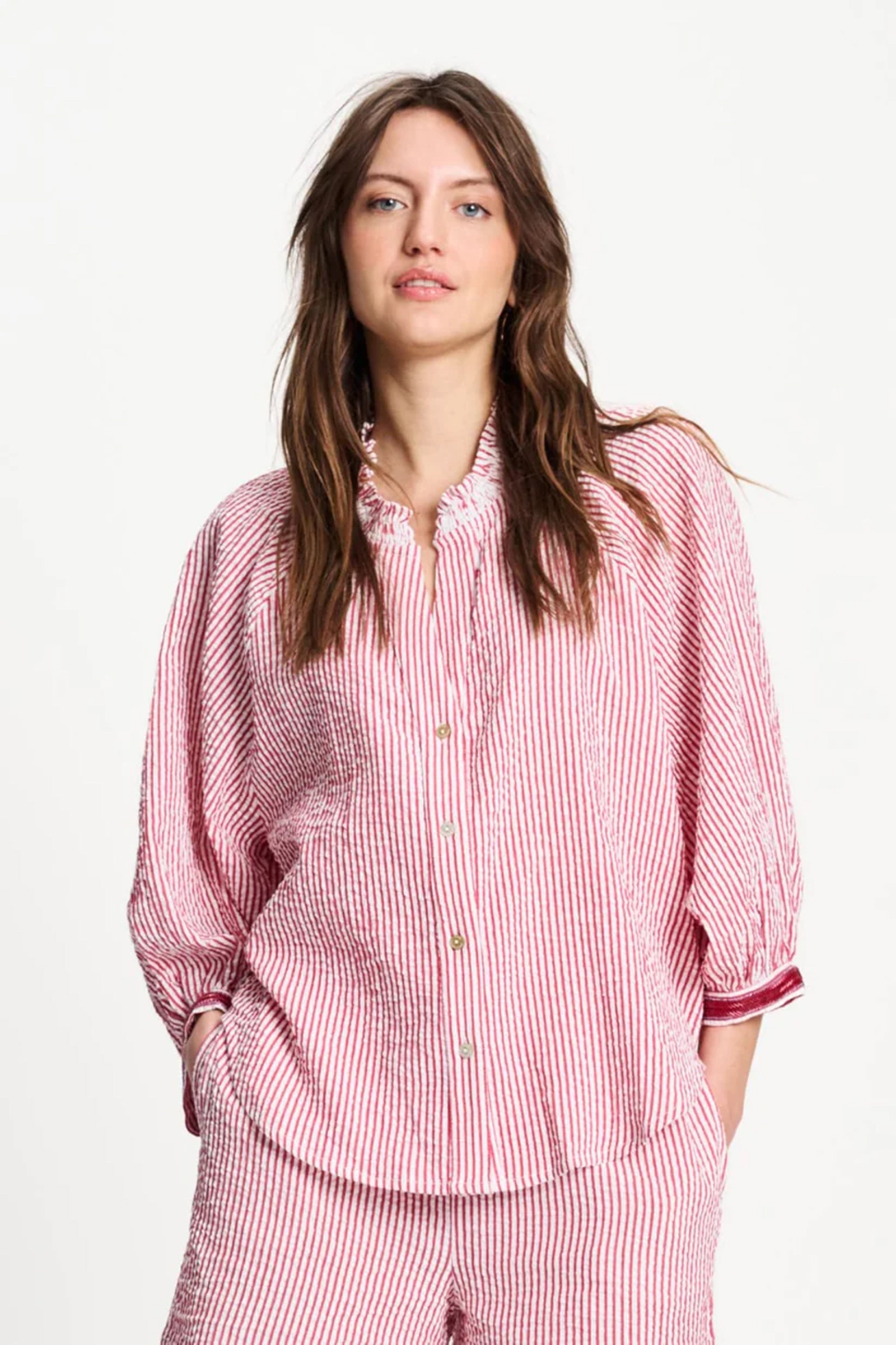 Dames blouse lange mouw rood