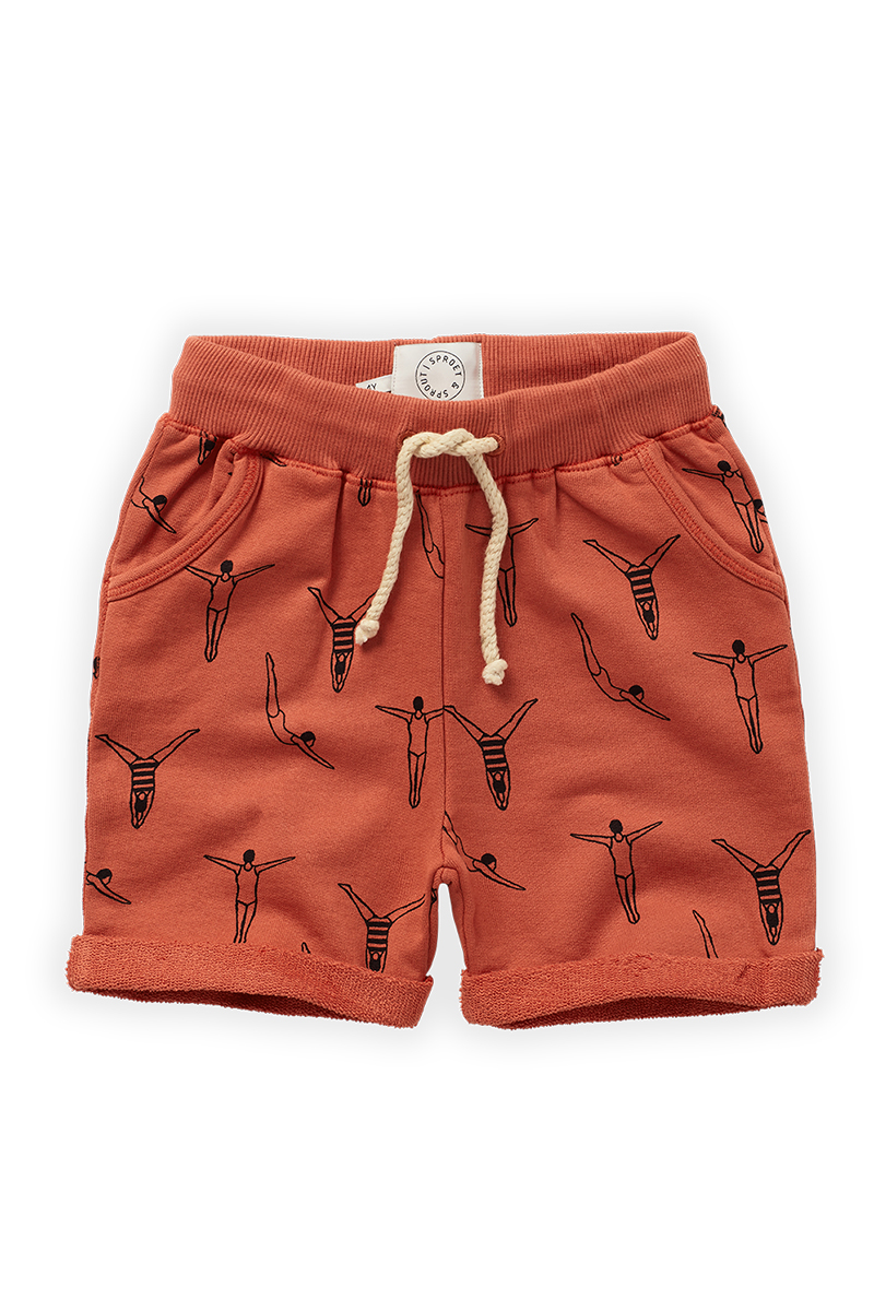 Sproet & Sprout sweat short swimmers print Rood-1 1
