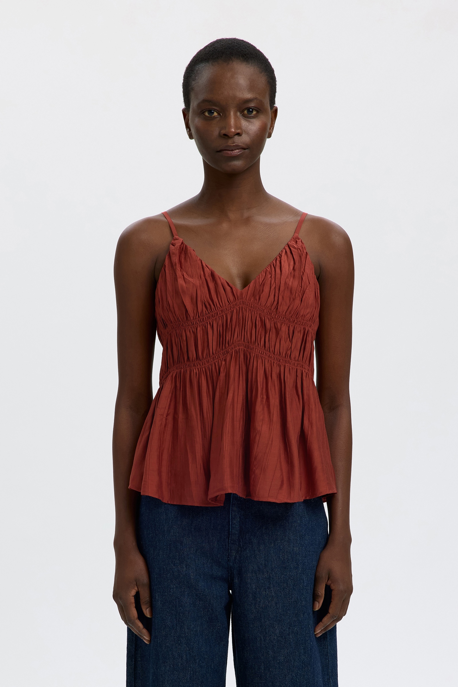 Dames blouse korte mouw bruin