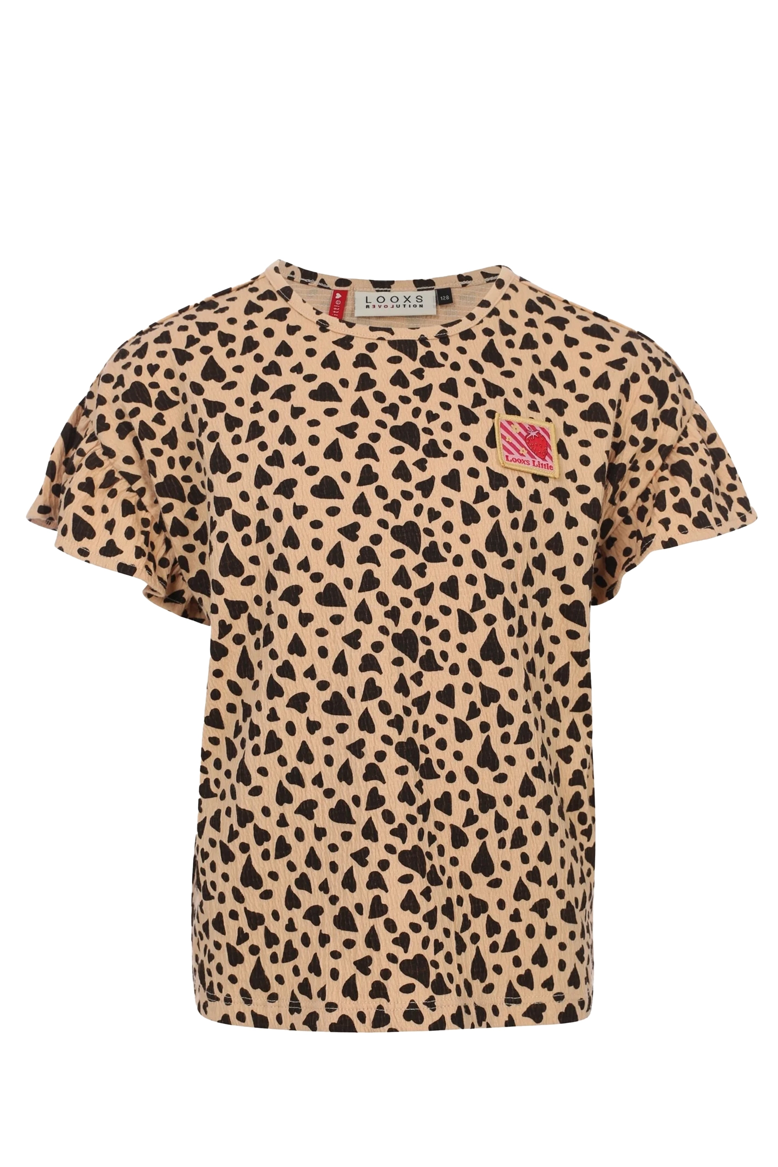 Meisjes t-shirt korte mouw bruin