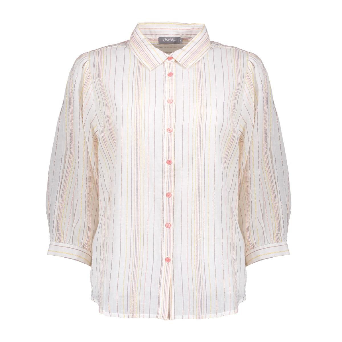 Geisha Blouse lurex striped Ecru-1 1