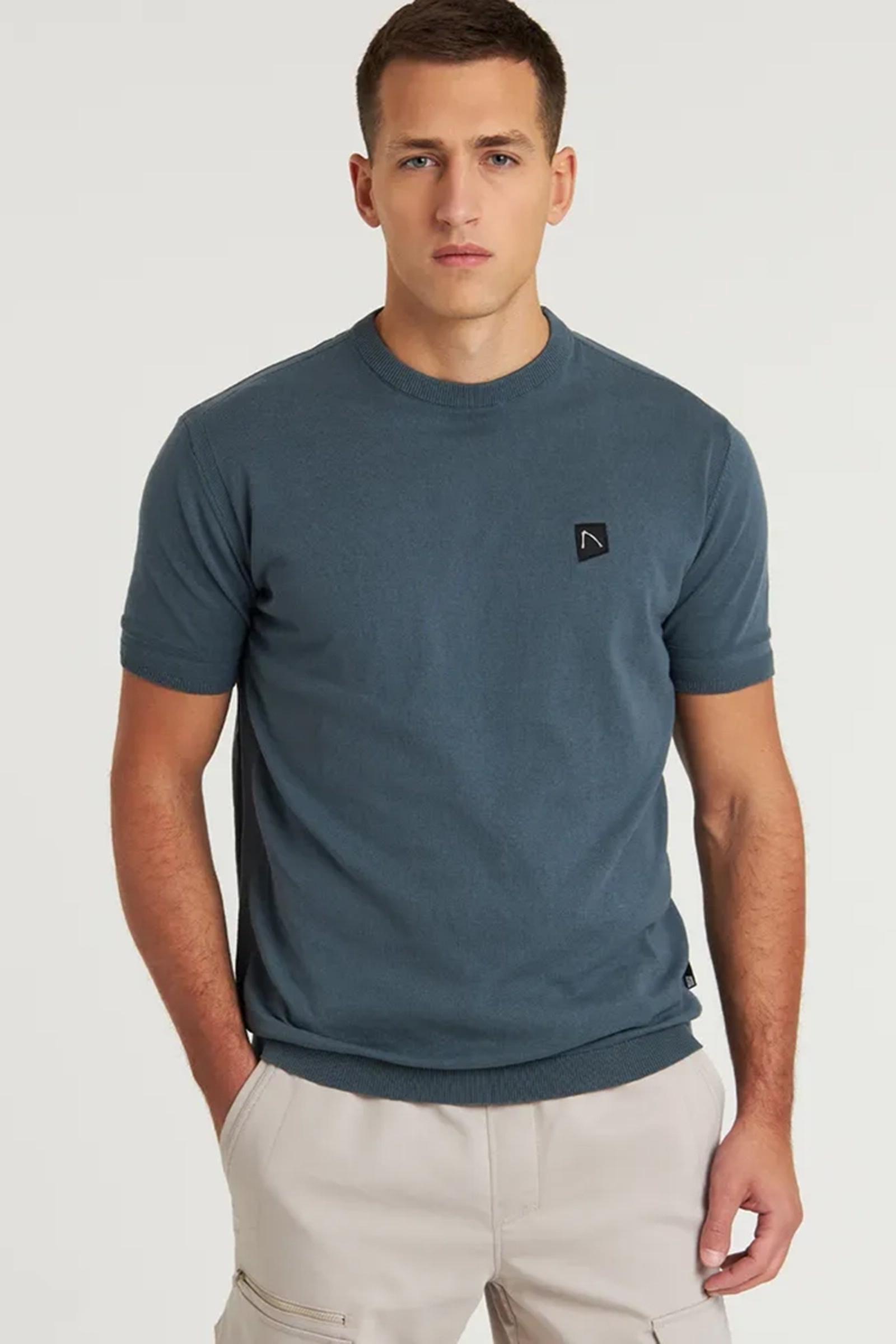 Heren polo korte mouw blauw