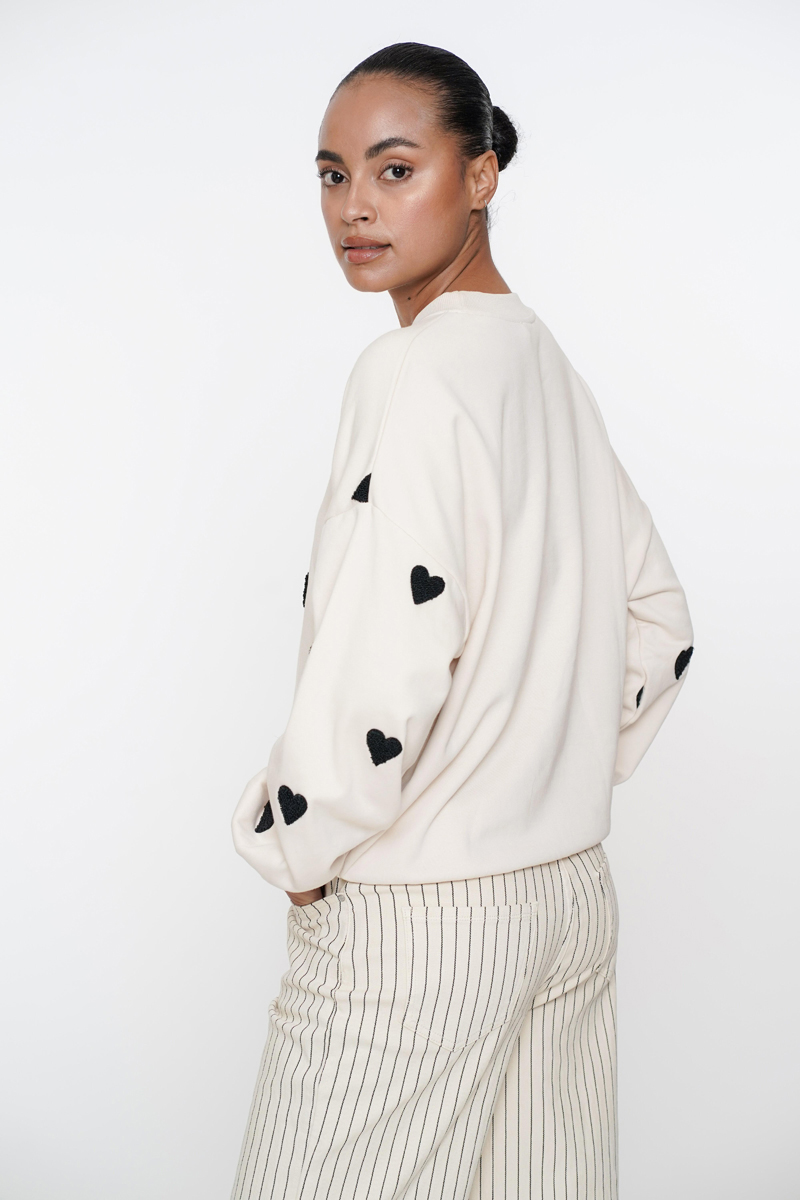 Geisha Sweater hearts terry bruin/beige-1 3