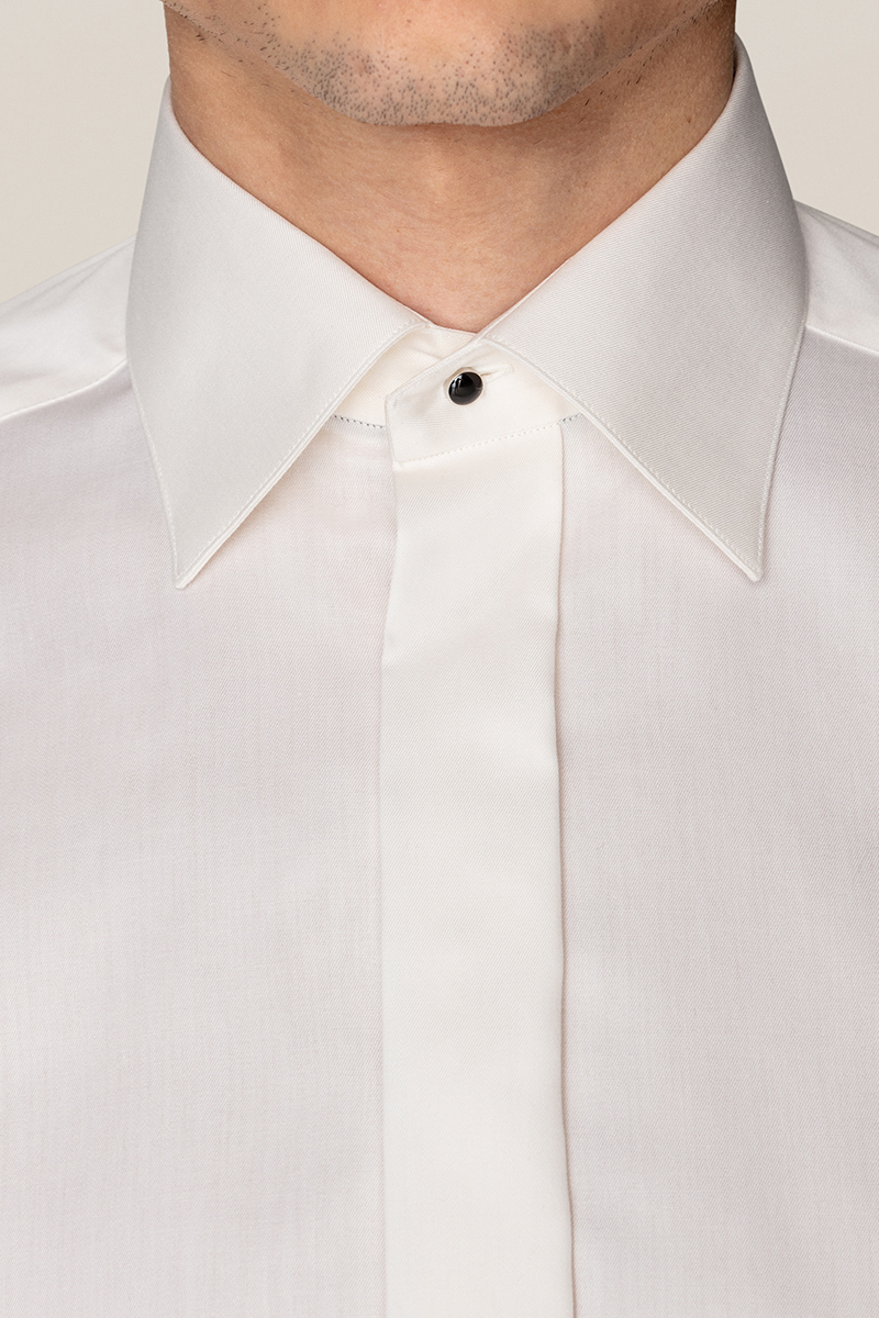 Eton Cont Off White Twill Evening Shirt Ecru-1 4
