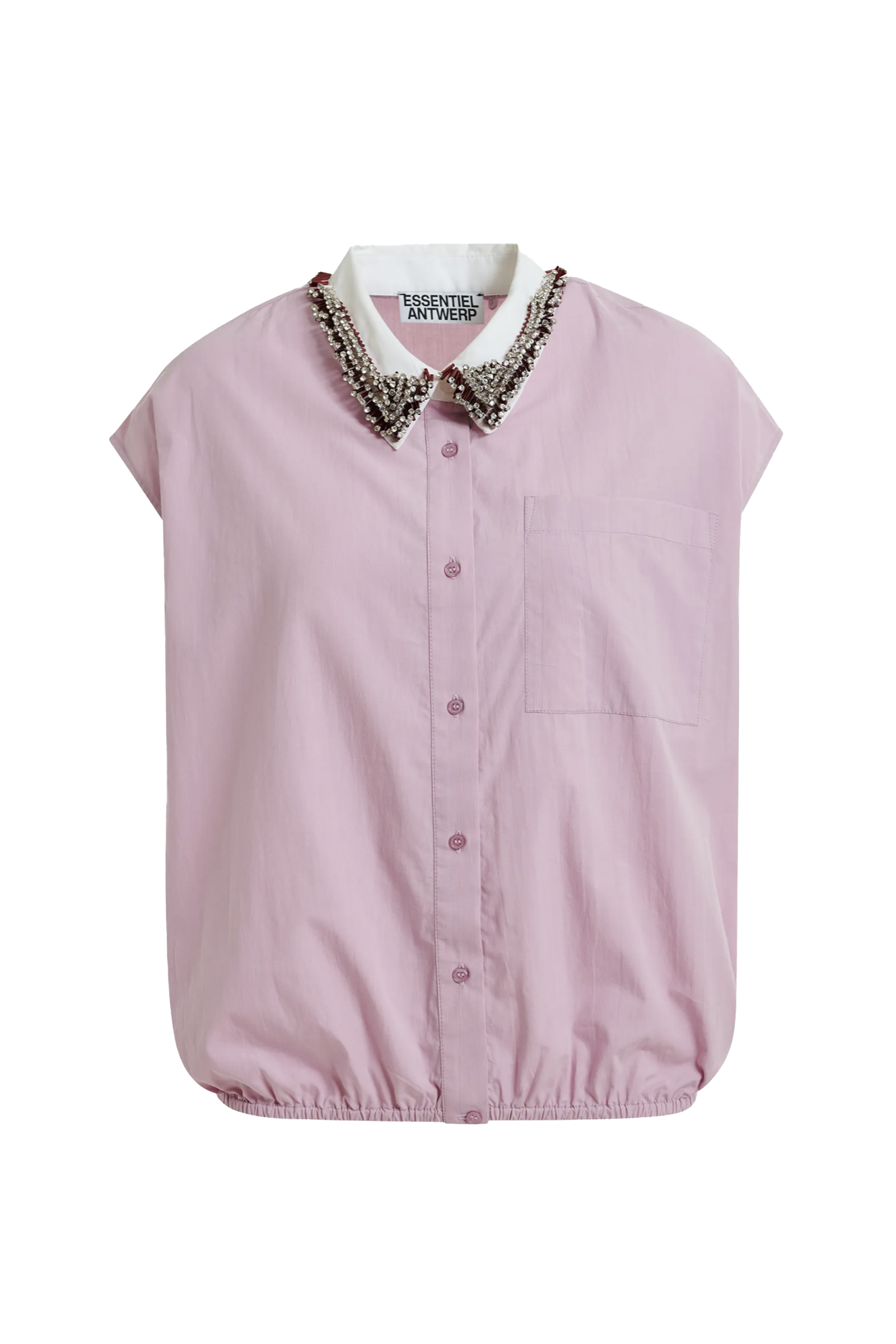 Dames blouse mouwloos paars