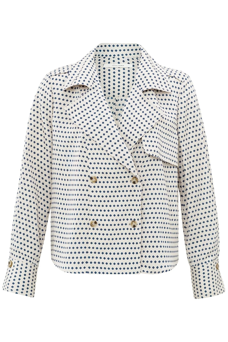 Yaya Printed blouse jacket WIND CHIME BEIGE DESSIN 1